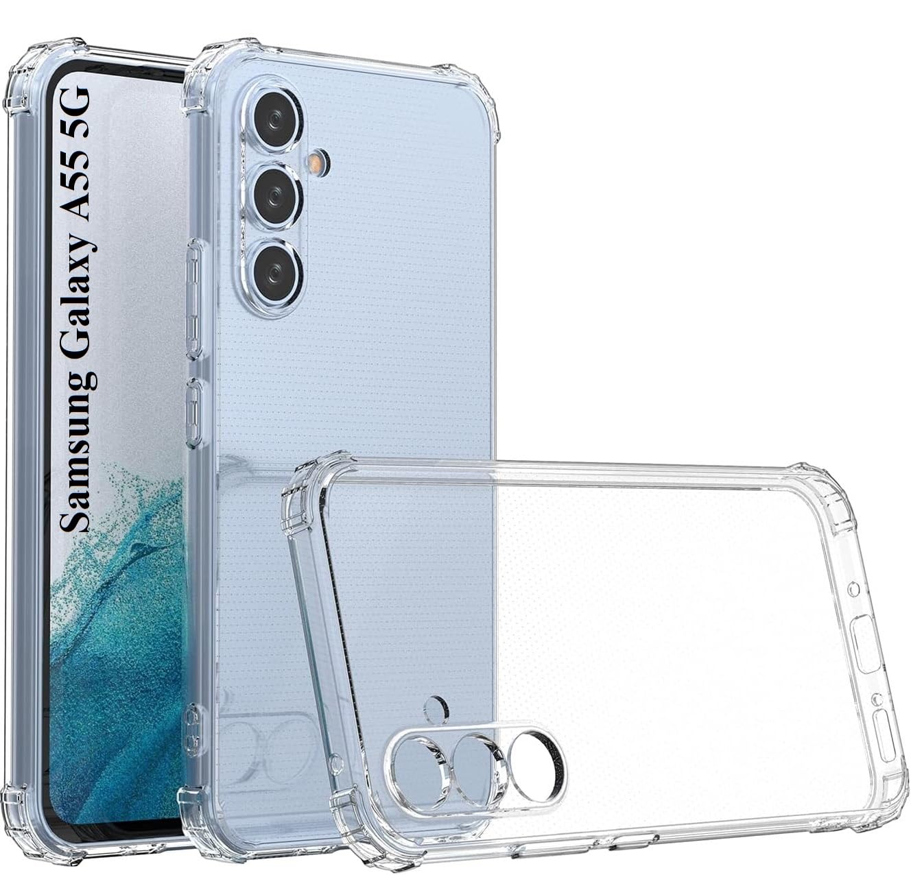 محافظ گوشی موبایل Samsung Galaxy A55 5G به شرکت Zubitech، نرم TPU شفاف، ضد ضربه، گوشه‌های تقویت شده برای Samsung Galaxy A55 5G رنگ شفاف