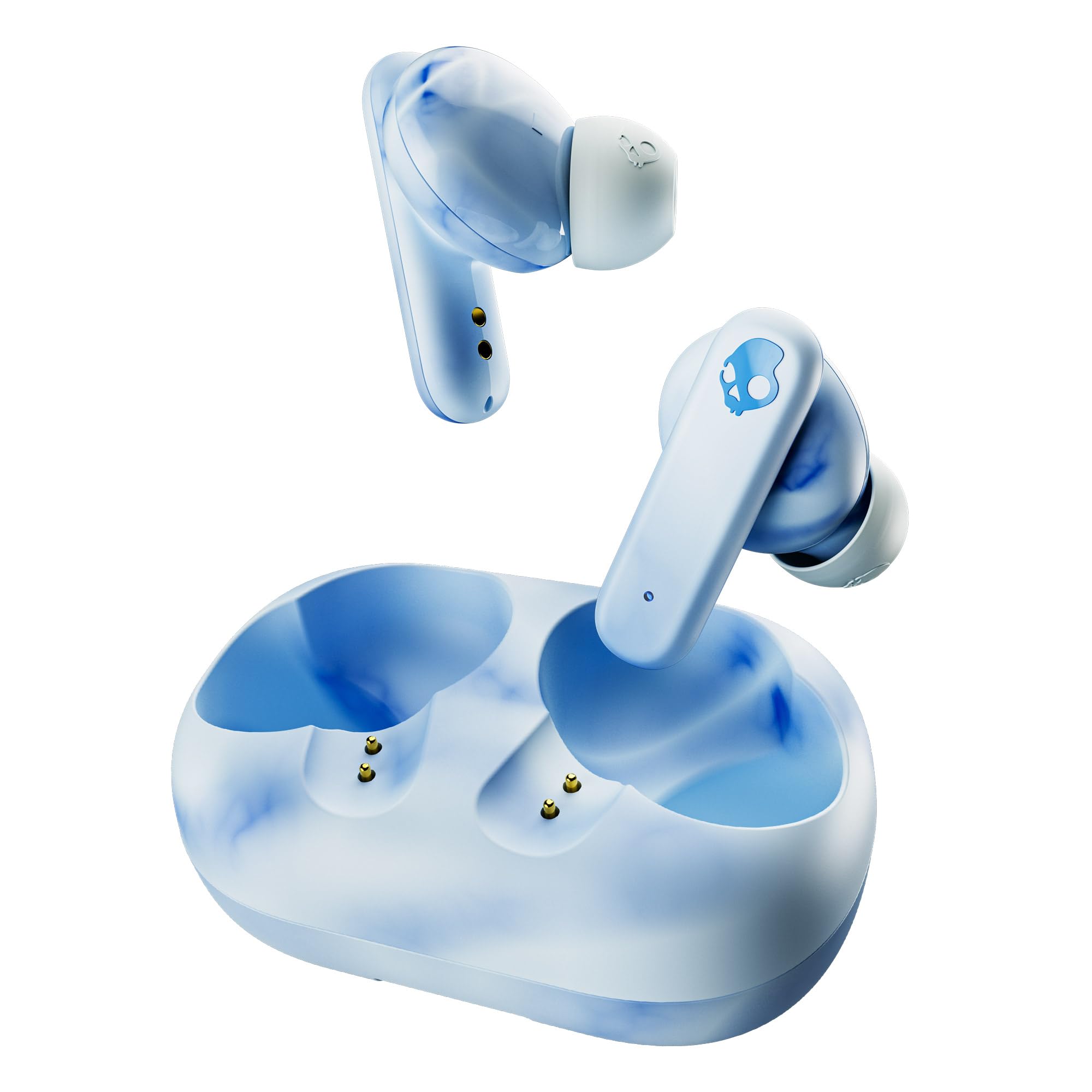 هدفون‌های بی‌سیم Skullcandy EcoBuds، ۸ ساعت عمر باتری، قاب شارژ بدون باتری، میکروفون، سازگار با آیفون، اندروید و دستگاه‌های بلوتوث - گلیشر