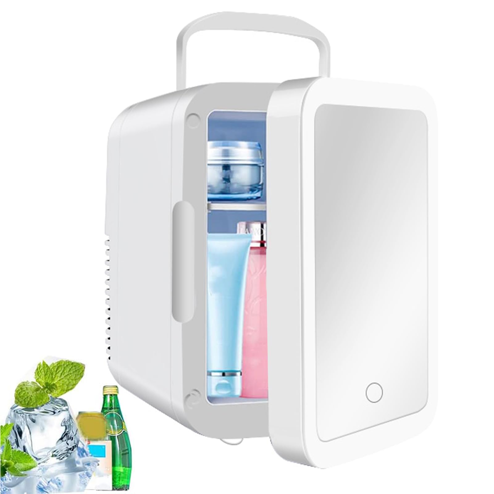 یخچال مینی، یخچال مینی AnnuoYi ، 4L یخچال قابل حمل آرایش آینه ای با نورپردازی Led، یخچال قابل حمل Ac/Dc گرم یا سرد مناسب برای لوازم آرایش، نوشیدنی ها، دفتر کار، ماشین، خوابگاه
