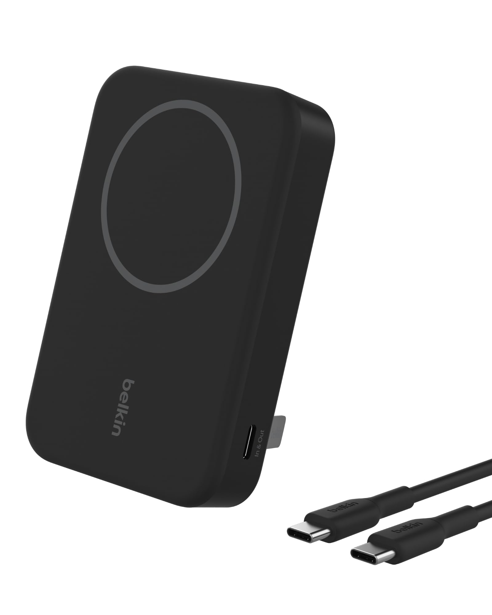 شارژر همراه بی‌سیم Belkin Fast Charge Pro با ظرفیت ۱۰۰۰۰ میلی آمپر ساعت با فناوری Qi2، سازگار با MagSafe، دارای پایه‌ی قابل جدا شدن - مناسب برای آیفون 16، 16 پلاس، 16 پرو، 16 پرو مکس، آیفون 15 و دیگر مدل‌ها - رنگ مشکی