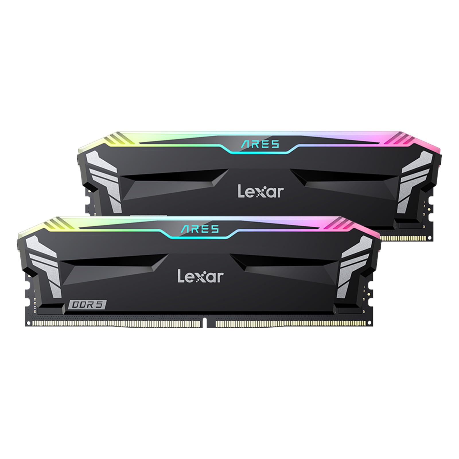 حافظه رم Lexar DDR5 32GB Kit (2x16GB) با سرعت 6000MHz CL30 RGB، حافظه دسکتاپ 288-Pin UDIMM، حافظه بازی کامپیوتری PC، حافظه DRAM عملکرد بالا، حافظه کامپیوتر، حافظه کامپیوتر پشتیبانی از XMP 3.0/ AMD Expo، 1.35V ARES RGB DDR5 32GB Kit (16GBx2) با سرعت 6000MHz.