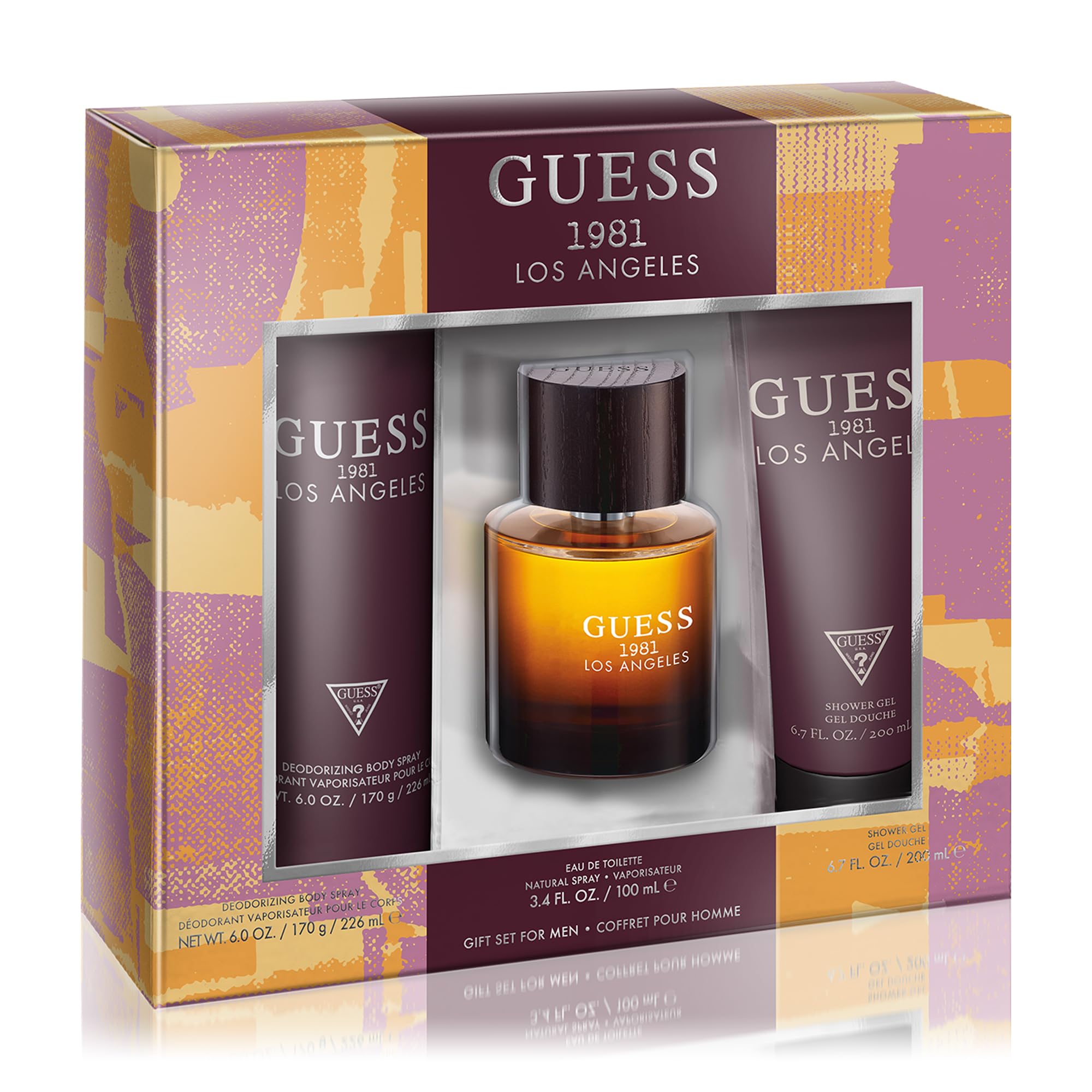 ترجمه متن به فارسی: مجموعه عطر 100 میلی‌لیتر + اسپری بدن 226 میلی‌لیترگمارک GUESS ساخت 1981 لس‌آنجلس (مردانه) - ادوتویلت + اسپری بدن 200 میلی‌لیتر (سال 2023)