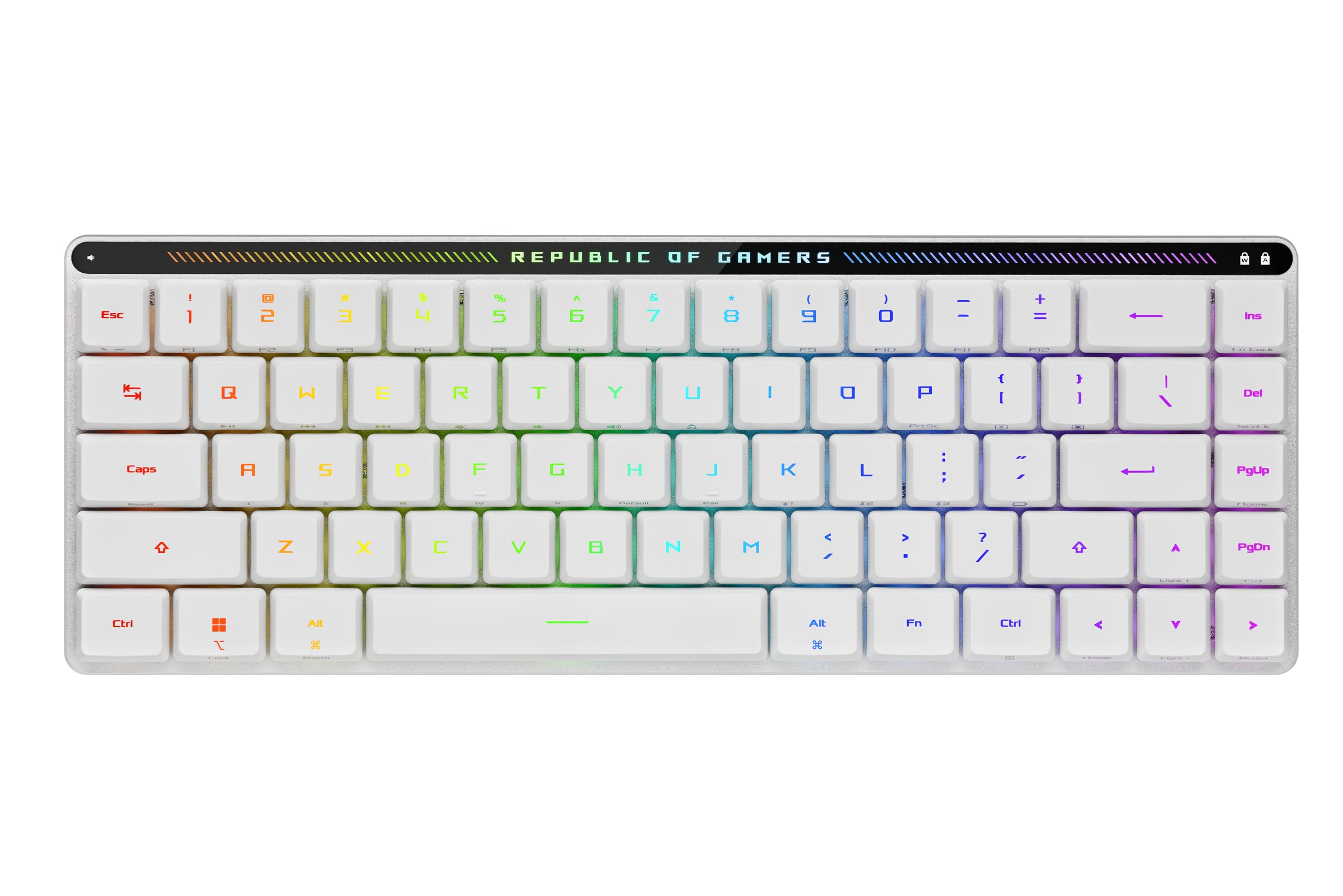 کیبورد بازی بی‌سیم ASUS ROG Falchion RX با سایز ۶۵٪ و استیل کم‌ارتفاع با سوئیچ‌های نوری Low Profile ROG RX، اتصال سه حالته، روکش محافظ، اسفنج محافظ سیلیکونی، پنل Falchion Low Profile با طراحی مدرن برای بازی.