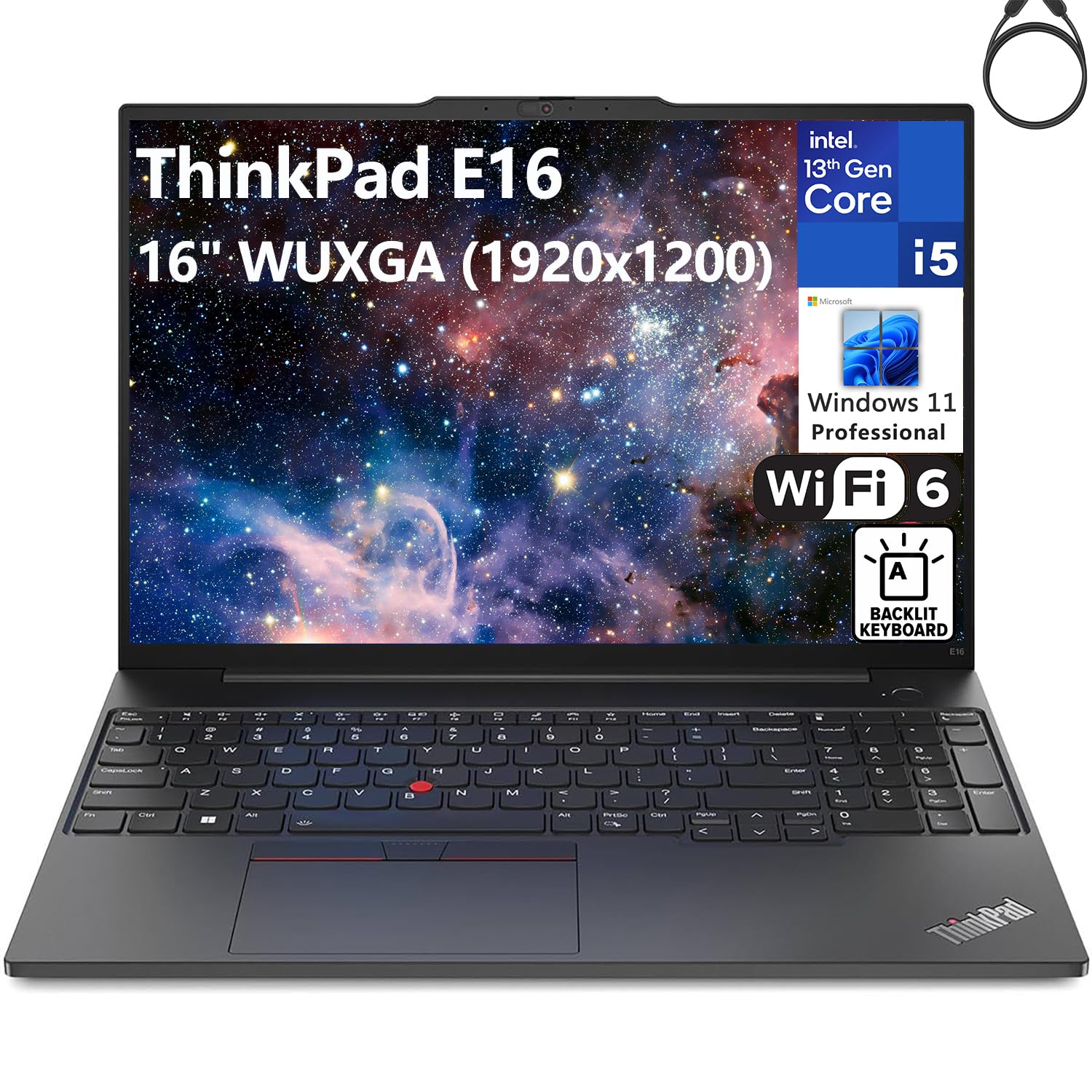 لنوو تینک‌پد ای 16 اینچ FHD+، نسل 13 اینتل 10 هسته‌ای i5-1335U (پیروزی بر i7-1270P)، 16 گیگابایت رم DDR4، 1 ترابایت حافظه‌ی جامعه NVMe SSD، WiFi6، بلوتوث، صفحه کلید با نور پس‌زمینه، خواننده (ارتقاء یافته)