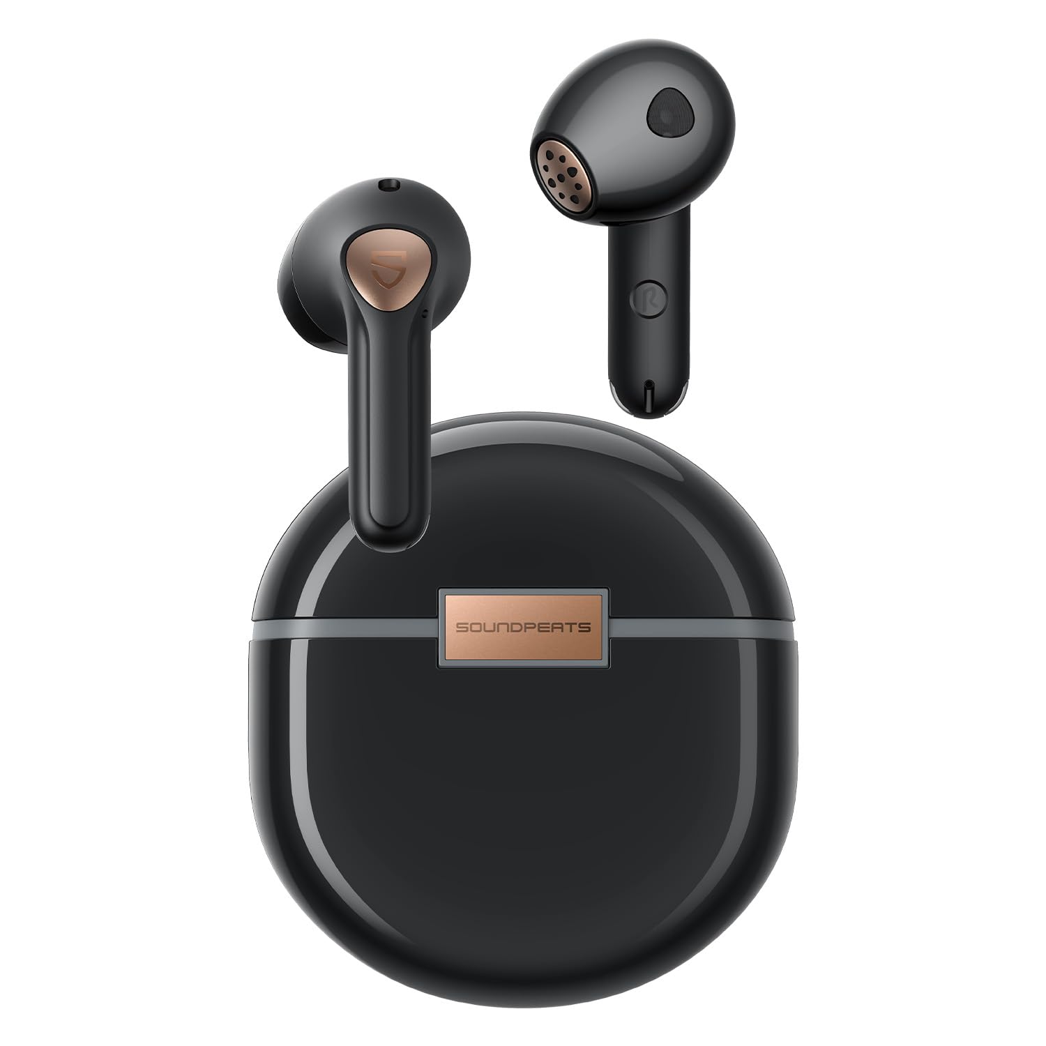 SoundPEATS Air4 Lite Earphones Bluetooth 5.3 Hi Res with LDAC Codec, Wireless Earbuds Semi in ear with 6 Mics Noise Cancelling AI for Calls Bluetooth Earphones, Total 30 Hours Playtime, APP Control Black