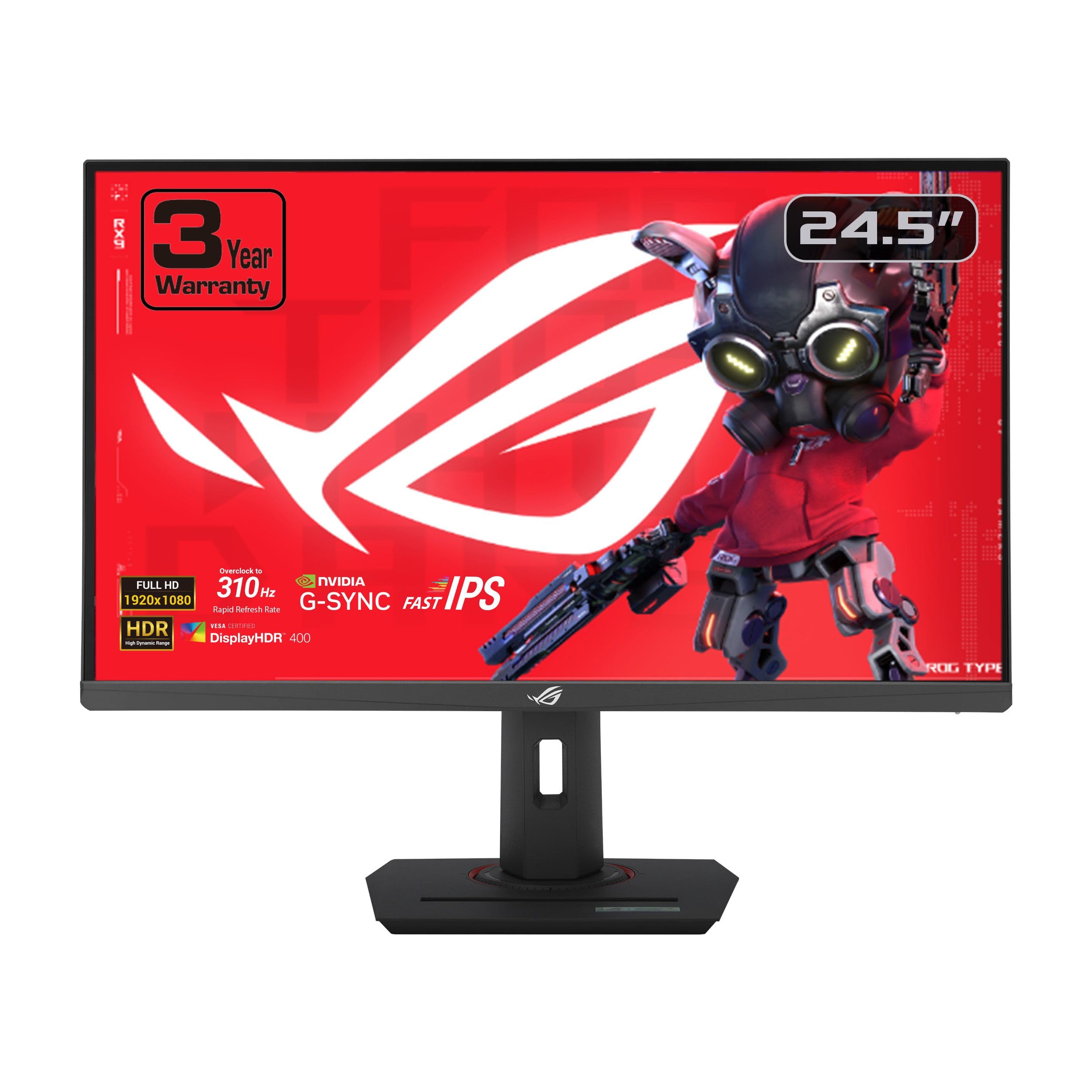 صفحه نمایش بازی ASUS ROG Strix 24.5 اینچ USB-C HDR400 (XG259CMS) - Full HD 1080p، 310Hz، 1ms، Fast IPS، 110٪ SRGB، Extreme Low Motion Blur Sync، سازگار با G-SYNC، DisplayWidget، سوکت سه‌پایه، گارانتی 3 ساله 25 اینچ Fast IPS 310Hz FHD G-SYNC USB-C