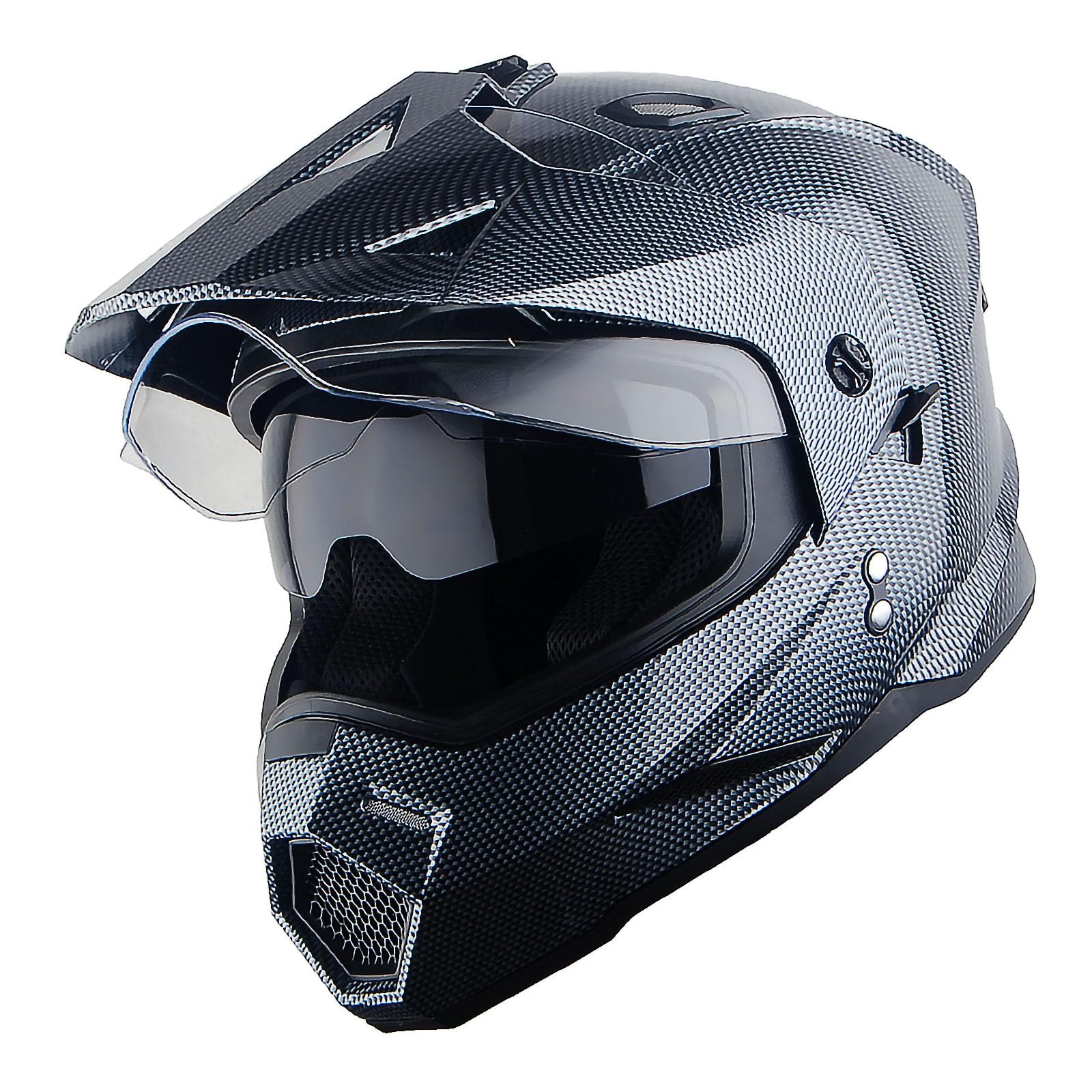 کلاه ایمنی تمام صورت بیکارهای آفرود- موتور سواری دو فایبری دوجداره سیاه 1Storm Dual Sport Dual Sport Motorcycle Motocross ATV Dirt Bike Off Road Full Face با دو روی کابین - Dual Visor.