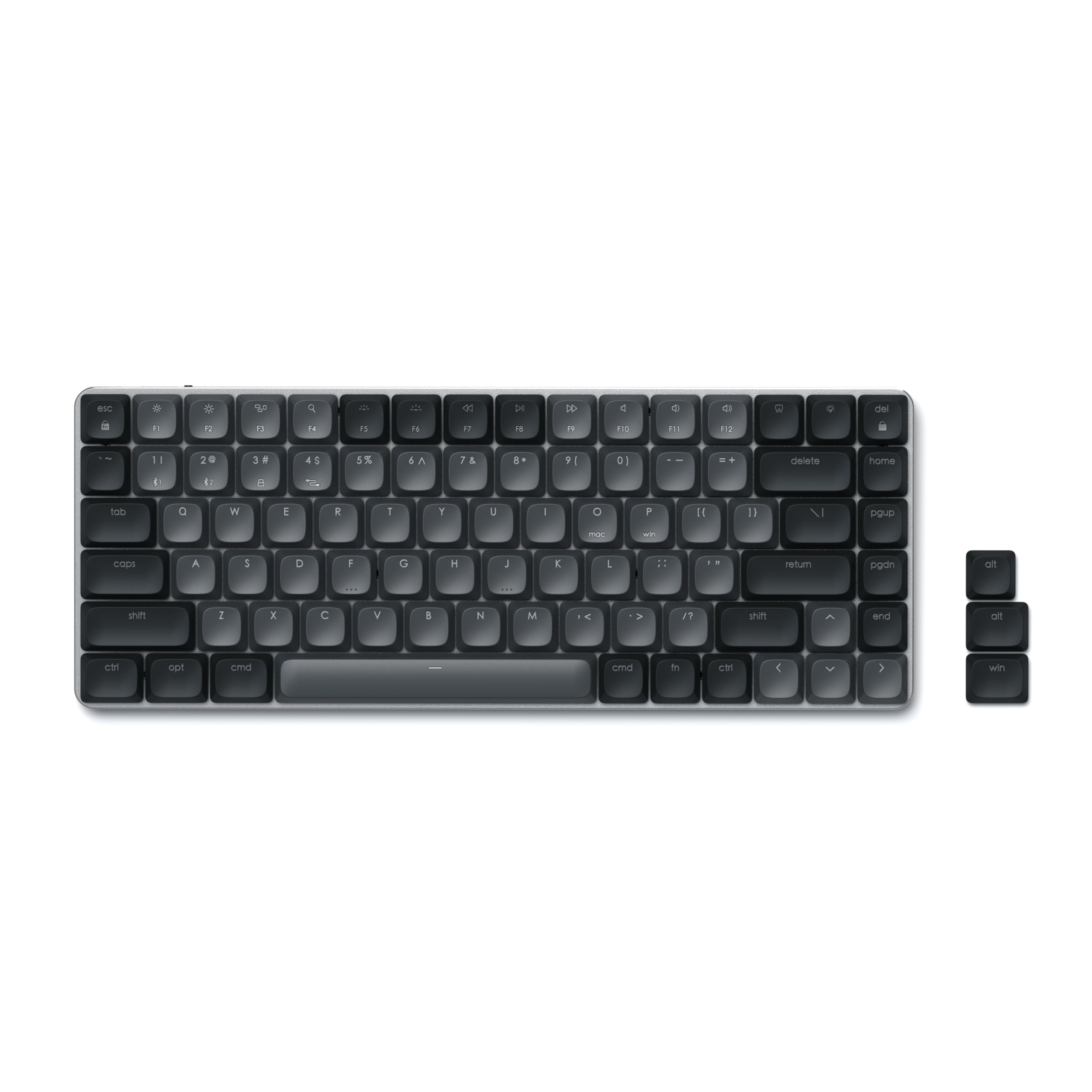 صفحه کلید مکانیکی ۷۵٪ اساتچی SM1 برای مک و ویندوز، صفحه کلید بلوتوث LED Backlit، ۸۴ کلید بی‌سیم کوچک، بازی - خاکستری تیره / خاکستری ۸۴ کلید خاکستری تیره / خاکستری