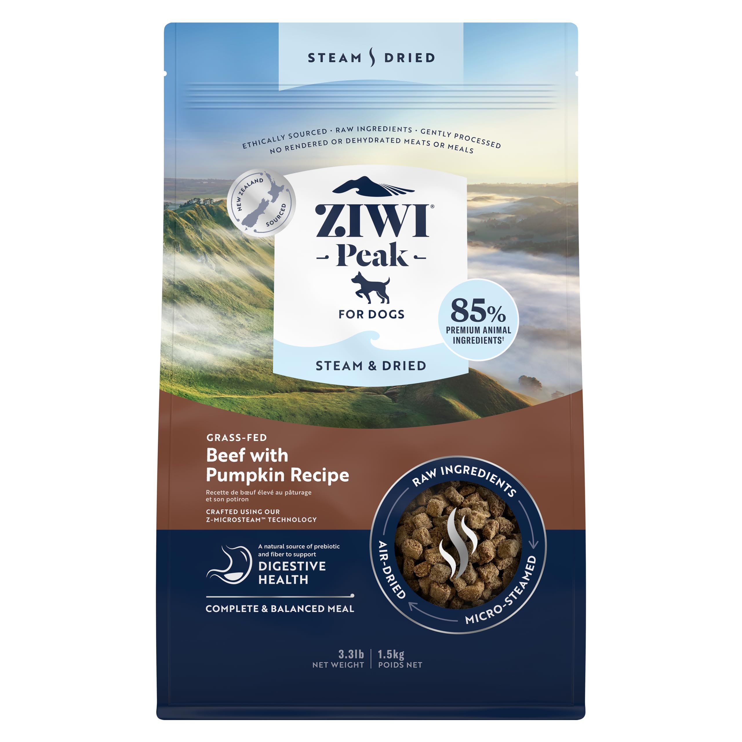 غذای خشک سگ ZIWI Peak Steam & Dried  بر اساس گوشت گاو 1.5 کیلوگرم