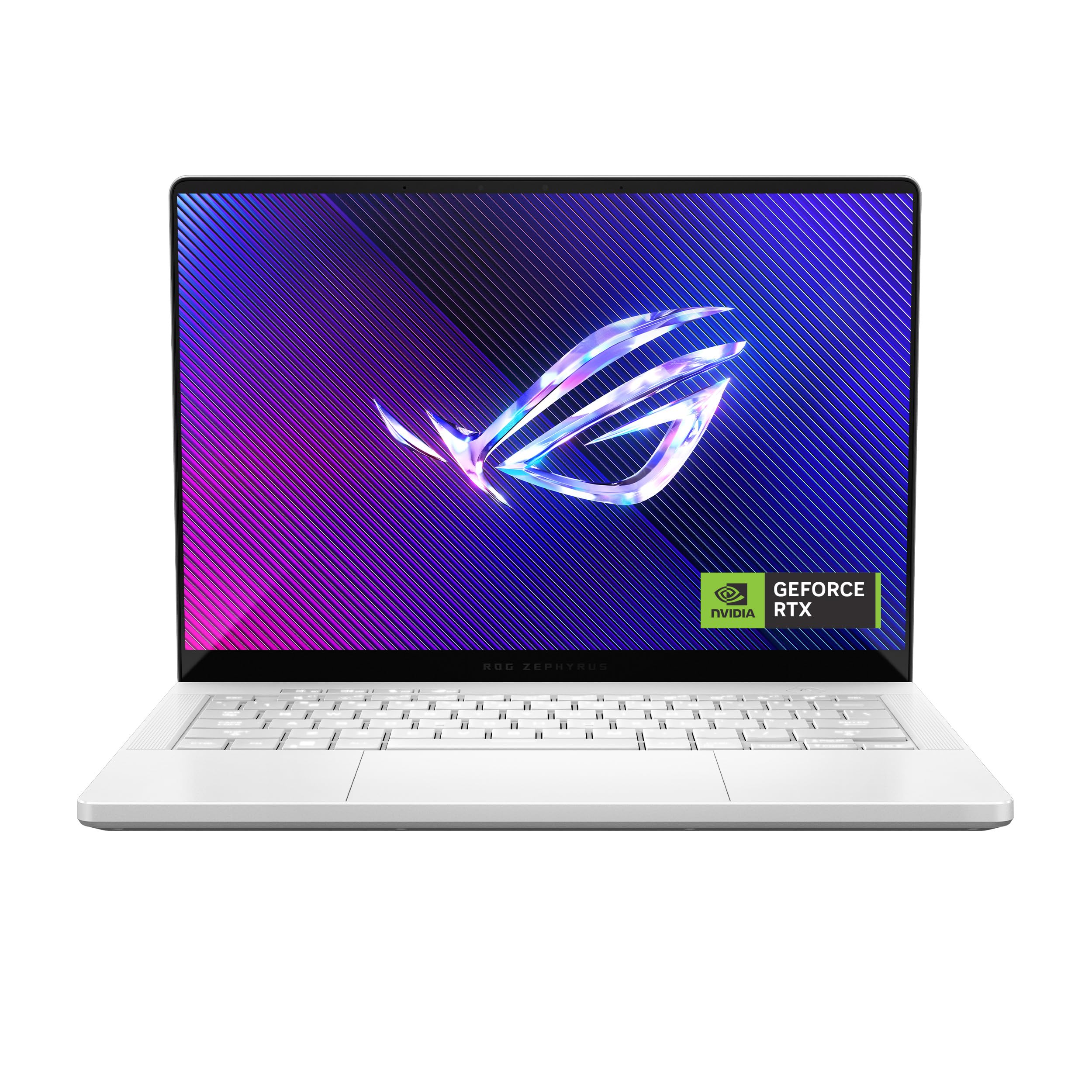 ASUS ROG Zephyrus G14 GA403UI-OLED7WPW سفید پلاتینیوم، لپ تاپ گیمینگ، R7-7 8845HS 16GB 1TB PCIe 4.0 M.2 SSD، RTX 4070، 8GB VRAM، ویندوز 11 پرو، 14 اینچ 3K 16:10 129 هرتز، پشتیبانی از نور پس زمینه RGB، صفحه کلید انگلیسی-عربی، AMD Ryzen 7 - 8845HS 16GB/1TB RTX 4070 سفید پلاتینیوم