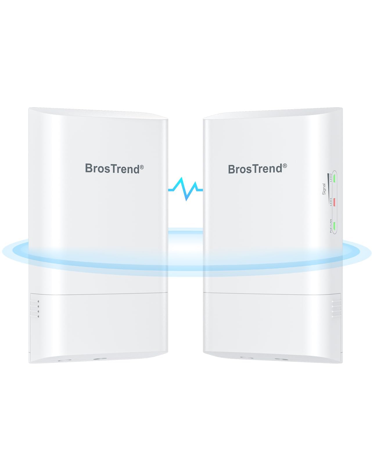 مبدل بی‌سیم 867Mbps 5GHz BrosTrend، پل WiFi 1KM، CPE فضای باز با برد بلند نقطه به نقطه برای PtP و PtMP، IP65، پلاگ اند پلی، تزریق کننده PoE Passice، برای آرامگاه، مزرعه، گاراژ، ساختمان فروشگاه و غیره. 2 بسته