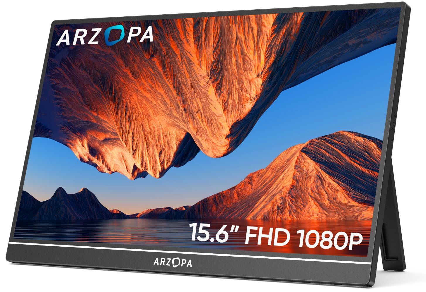صفحه نمایش قابل حمل ARZOPA 15.6 '' FHD 1080P - صفحه نمایش لپ تاپ قابل حمل بسیار نازک با پایه - نمایشگر IPS برای PC ، MAC ، گوشی همراه ، Xbox ، PS5 - اتصال USB C و HDMI - A1 60Hz