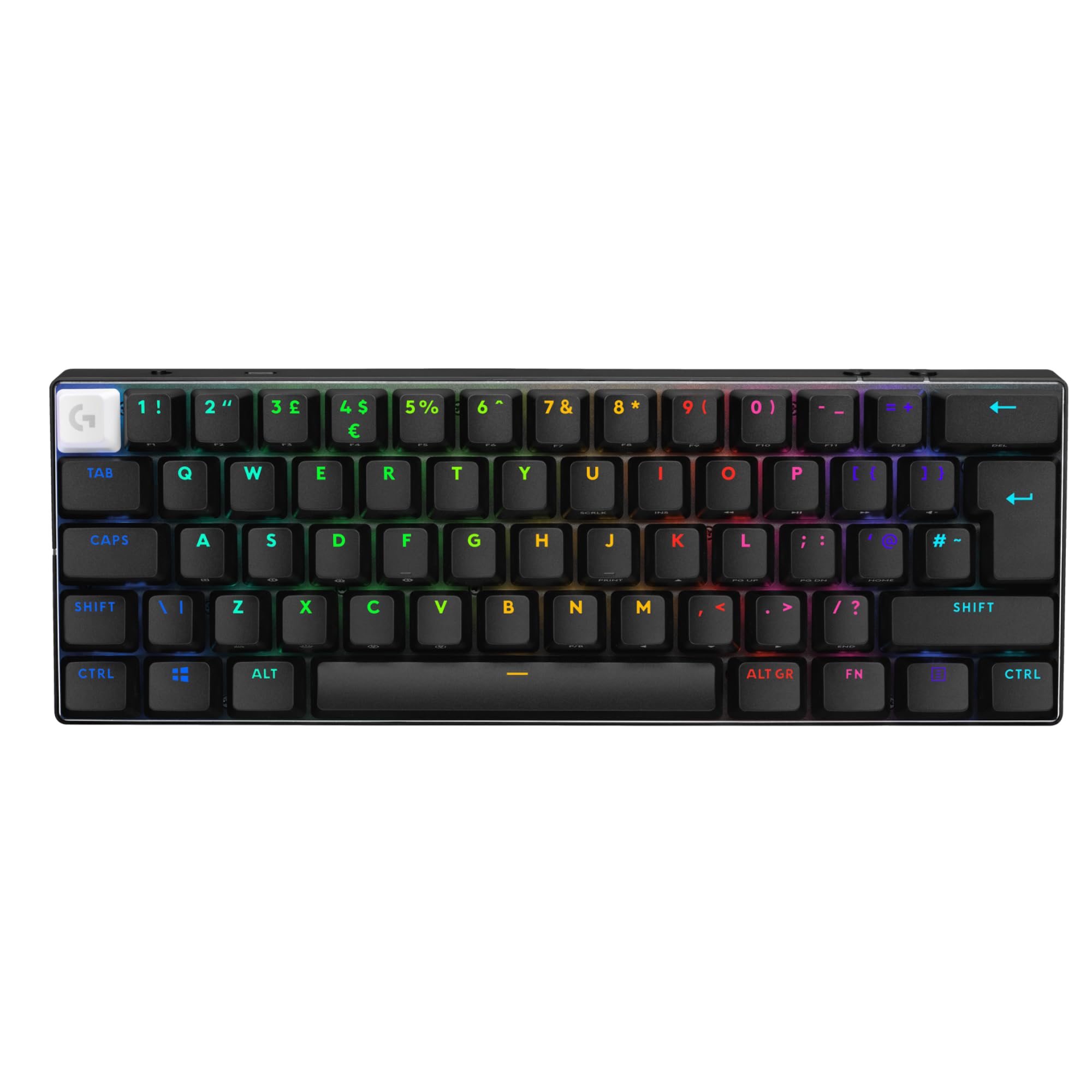 لاجیتک G PRO X 60 کیبورد بازی بی‌سیم LIGHTSPEED، کیبورد مکانیکی فوق فشرده TKL 60% برای ویندوز PC، روشنایی همگام RGB، کی‌کپ های دوگانه PBT، سوئیچ‌های تاکتیل نوری GX - مشکی.