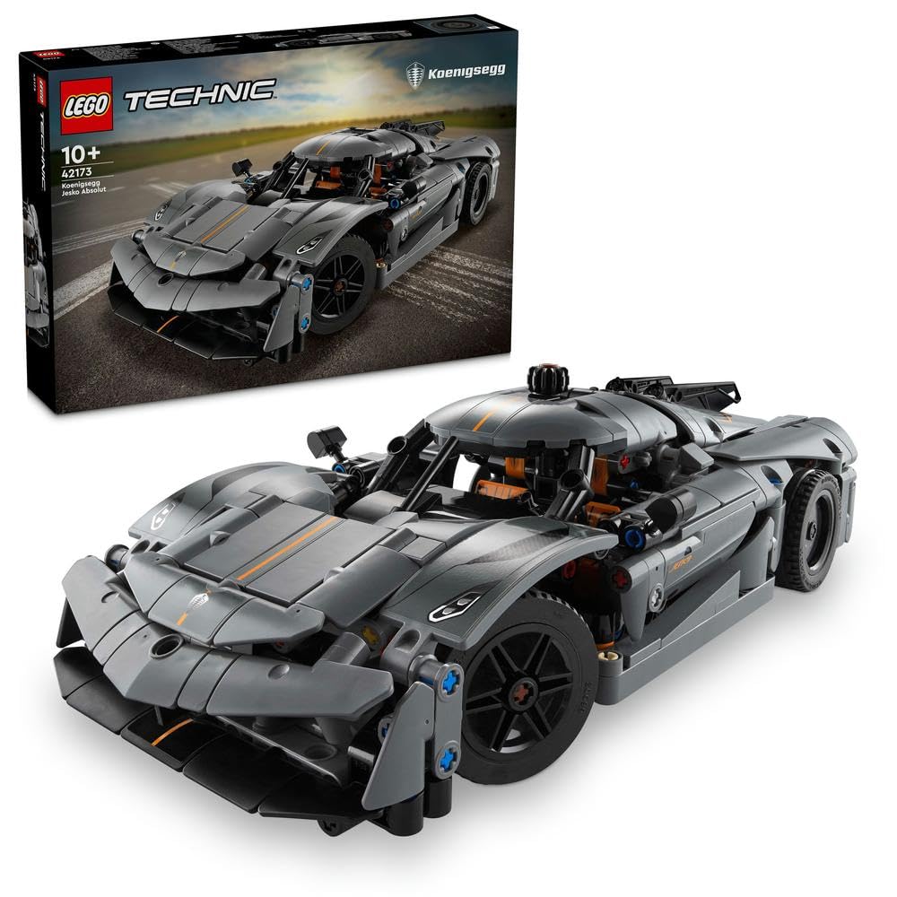 مجموعه اسباب بازی ساخته شدنی ماشین لگو تکنیک Koenigsegg Jesko Absolut Grey Hypercar، مسابقه ماشین سازی برای پسران، دختران و کودکان 10 سال به بالا، مجموعه مدل وسیله نقلیه ساخته شدنی، معرفی به مهندسی، ایده هدیه تولد 42173