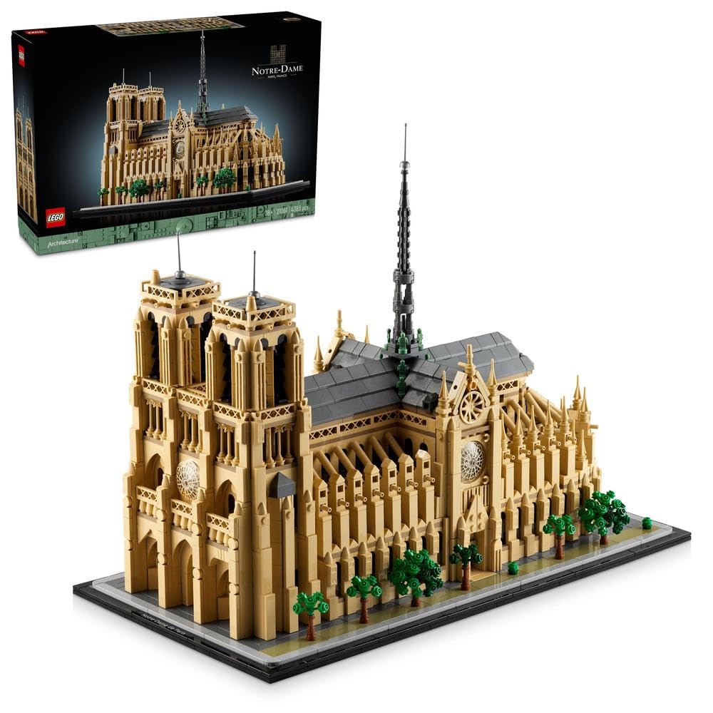 مجموعه ساخت مدل نوتردام دو پاریس LEGO Architecture، بازی ساخت برای بزرگسالان، تزئینات خانه یا دفتر کار، هدیه جمع‌آوری‌پذیر برای علاقمندان به تاریخ، مخصوص آقایان و خانم‌ها 21061