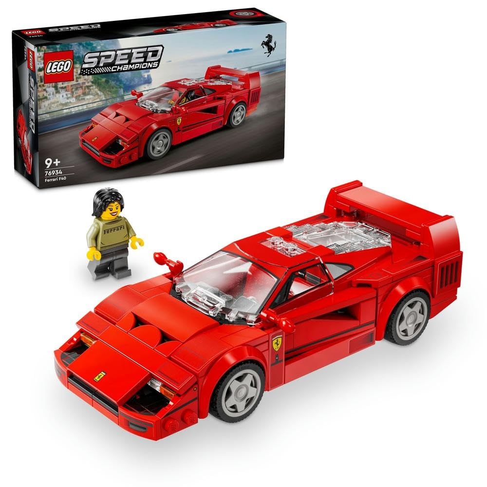 LEGO سرعت قهرمانان فراری F40 اتومبیل اسپرت ساختاری، اسباب بازی مدل اتومبیل برای پسران و دختران 9 سال به بالا، با مینی فیگور راننده، تزئینات اتاق کودکان، ایده هدیه 76934