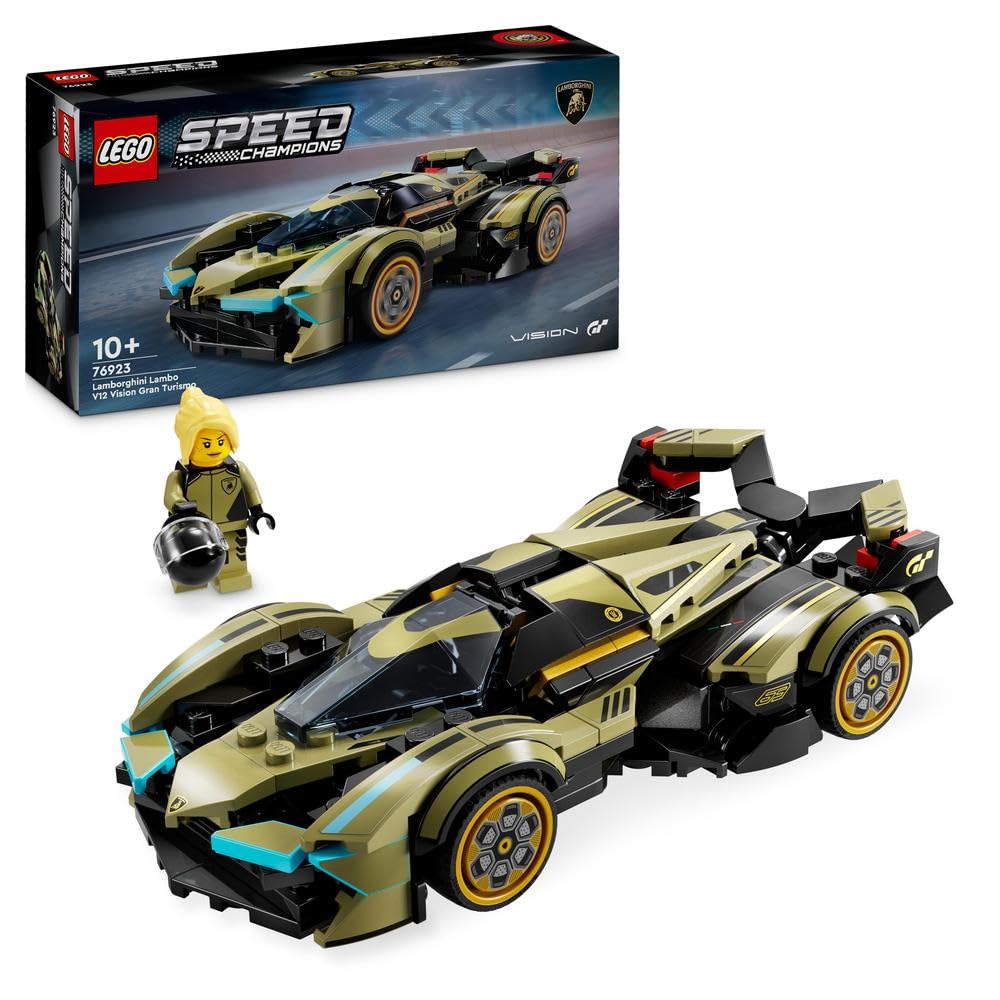 LEGO مسابقه سرعتهای لامبورگینی Lamborghini Lambo V12 Vision GT اسپرکار اسباب‌بازی برای پسران و دختران 10 سال به بالا، مجموعه مدل خودرویی اساقه، تزیینات اتاق کودکان، ایده هدیه تولد
