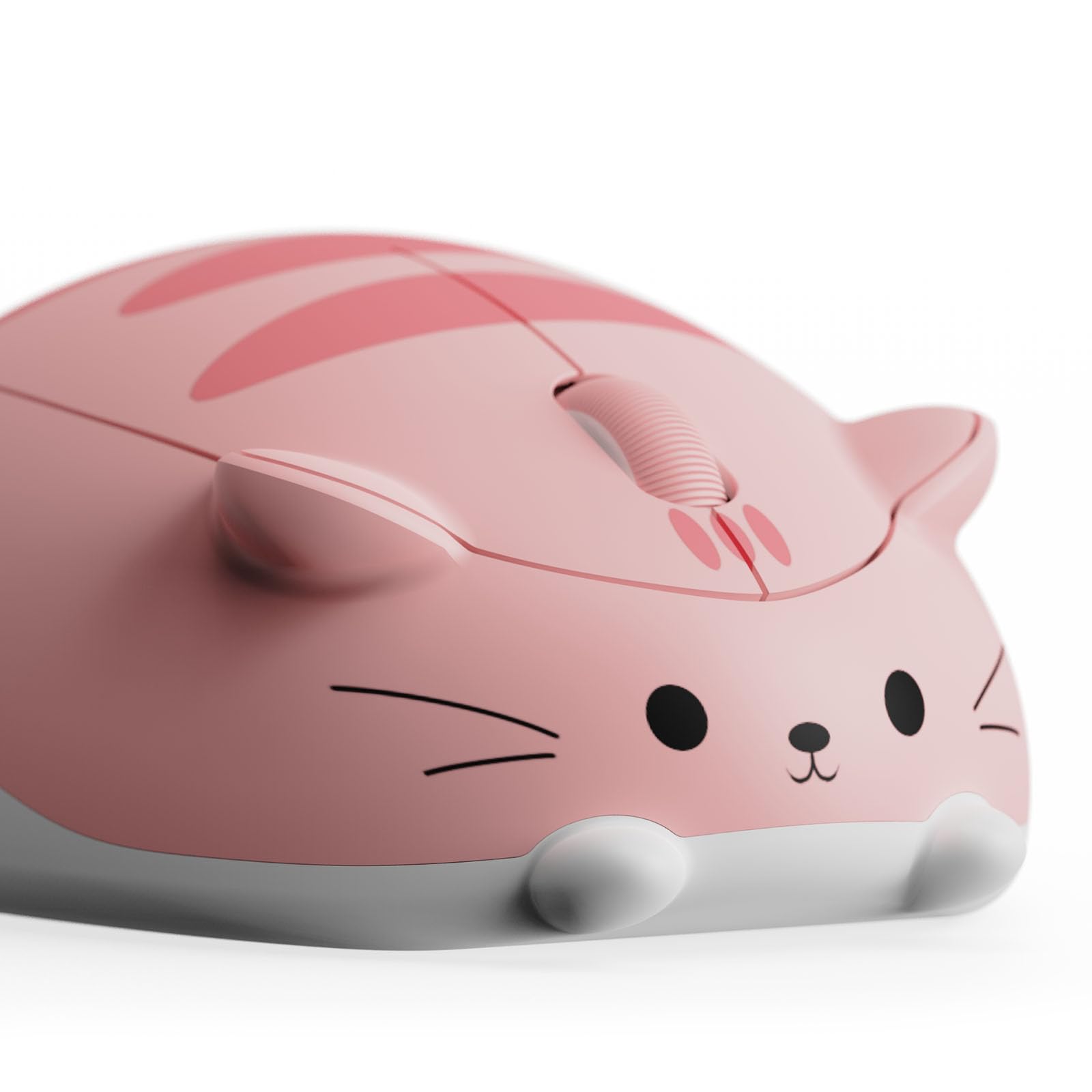 موشواره بازی بی‌سیم تم گربه آکو، با گیرنده USB A 2.4 گیگاهرتز، موش بی‌سیم اپتیکال جذاب کارتونی برای کامپیوتر/لپتاپ/دسکتاپ، سازگار با مک/وین (آنجی صورتی)