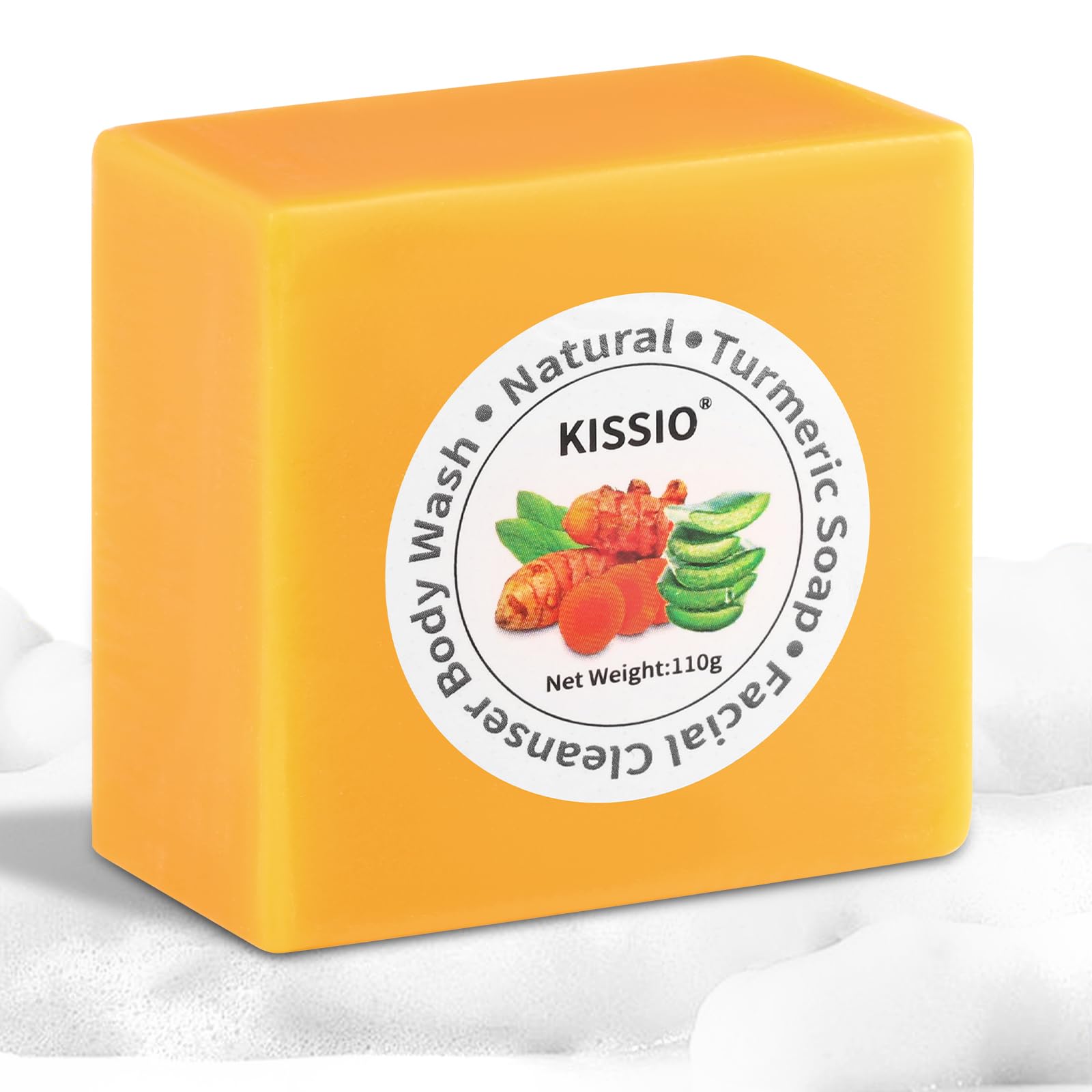 ساب تراکمی زردچوبه KISSIO برای صورت و بدن، تمیز کردن و کنترل چربی، پوست صاف، ساب طبیعی با زردچوبه، الوئه ورا و کره شی، ساب دست‌ساز فرمول حساس پوست، ۳.۸۸ اونس
