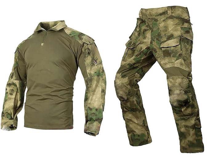 لباس نظامی EMERSONGEAR نسل سوم، لباس پینتبال، لباس هوافضایی ارتشی با شلوار و پیراهن BDU، همراه با زانوبندها، سایز XL رنگ At-fg