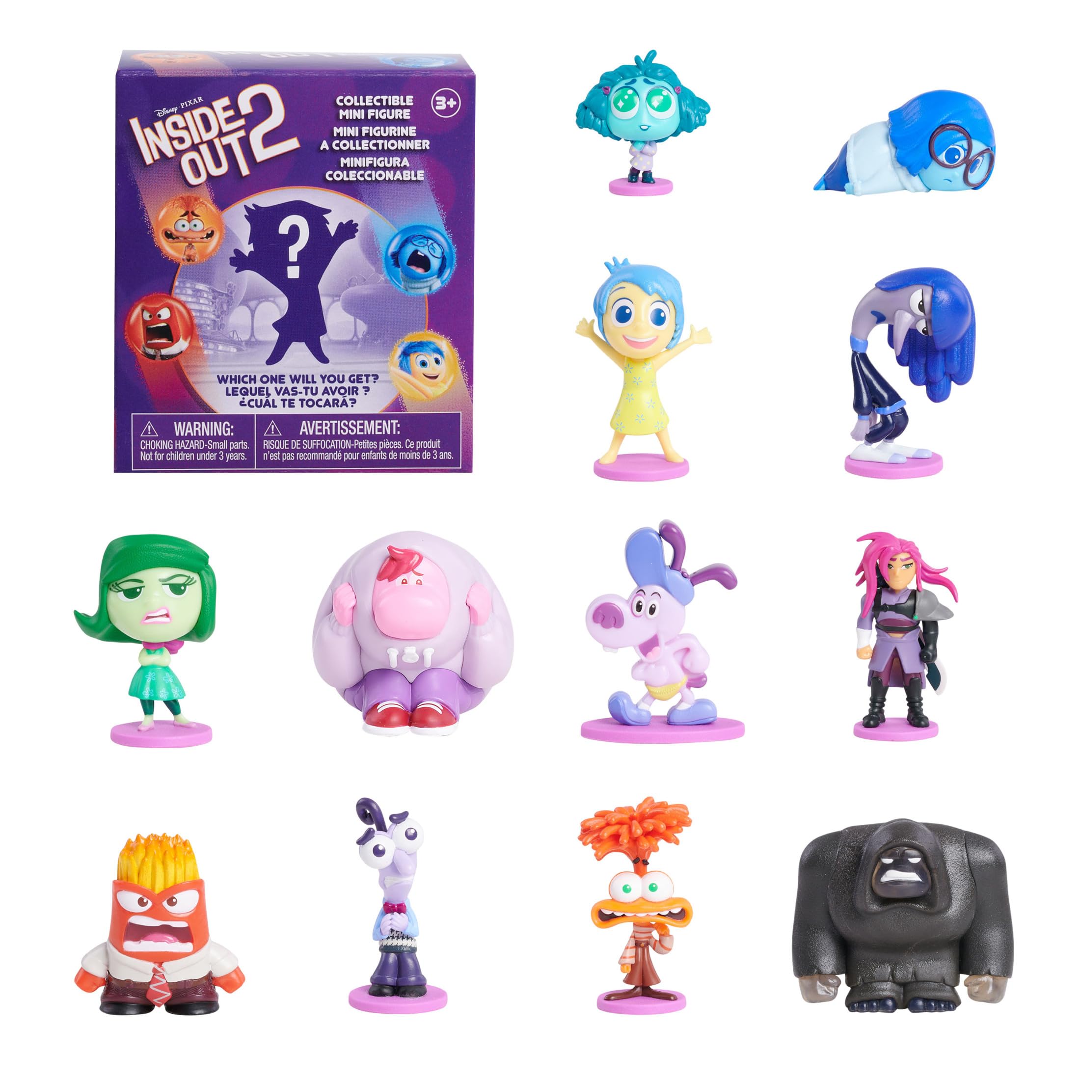 Just Play Inside Out 2 Collectible Mystery Mini Action Figure Toy, ویژگی های 1 از 12 شخصیت، مناسب برای کودکان بالای 3 سال اسرار آمیز اسباب بازی