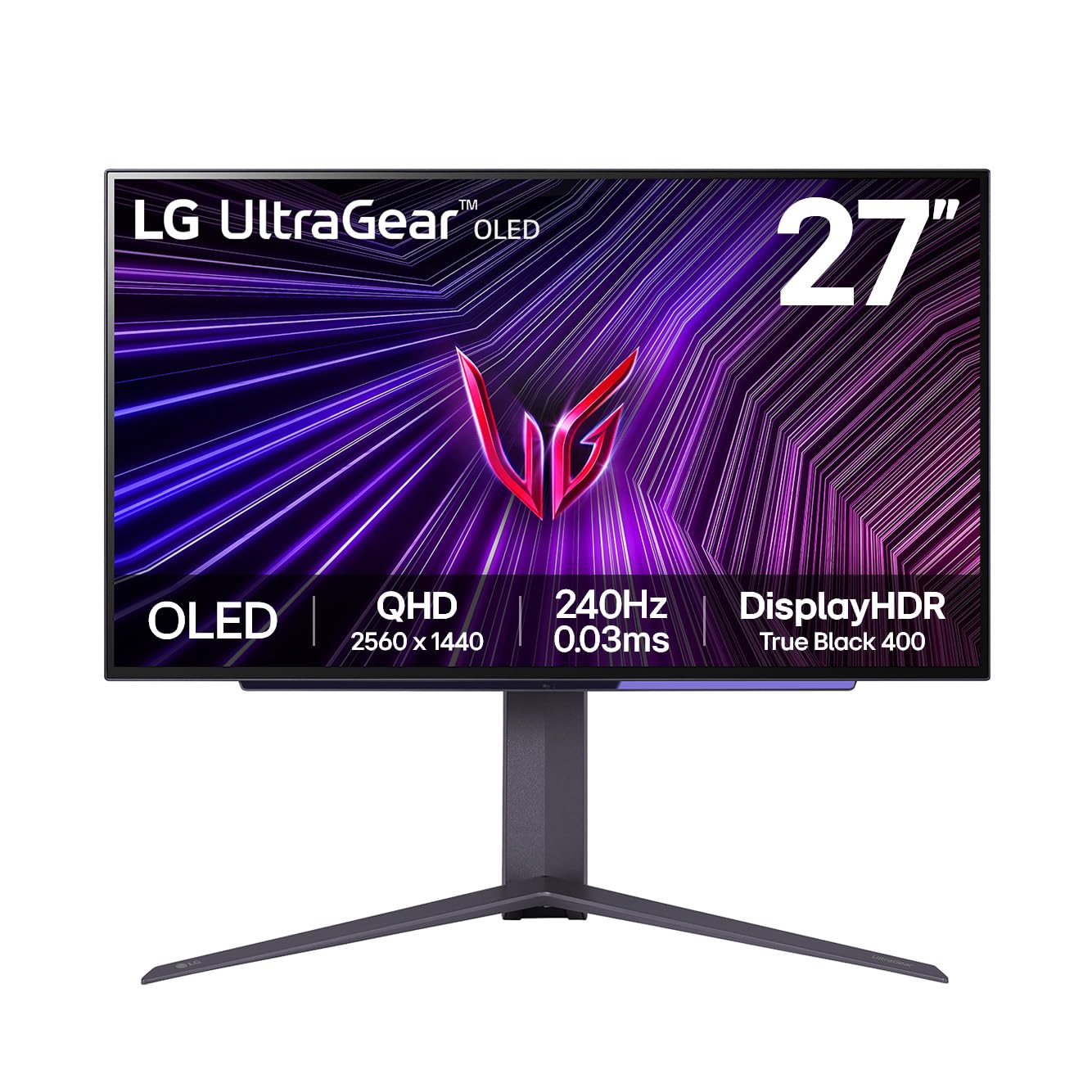 مانیتور کامپیوتر LG 27GS95QE-B با اندازه 67.3 سانتی‌متر [26.5 اینچ]، با رزولوشن 2560x1440 پیکسل، Quad HD OLED، رنگ مشکی (OLED 27 اینچ 2560x1440 با زمان پاسخ‌دهی 0.03 میلی‌ثانیه - نسبت 16:09 و روشنایی 1500000:1 HDMI 2.1 ×2)، 27 اینچ OLED با نرخ تازه‌سازی 240Hz