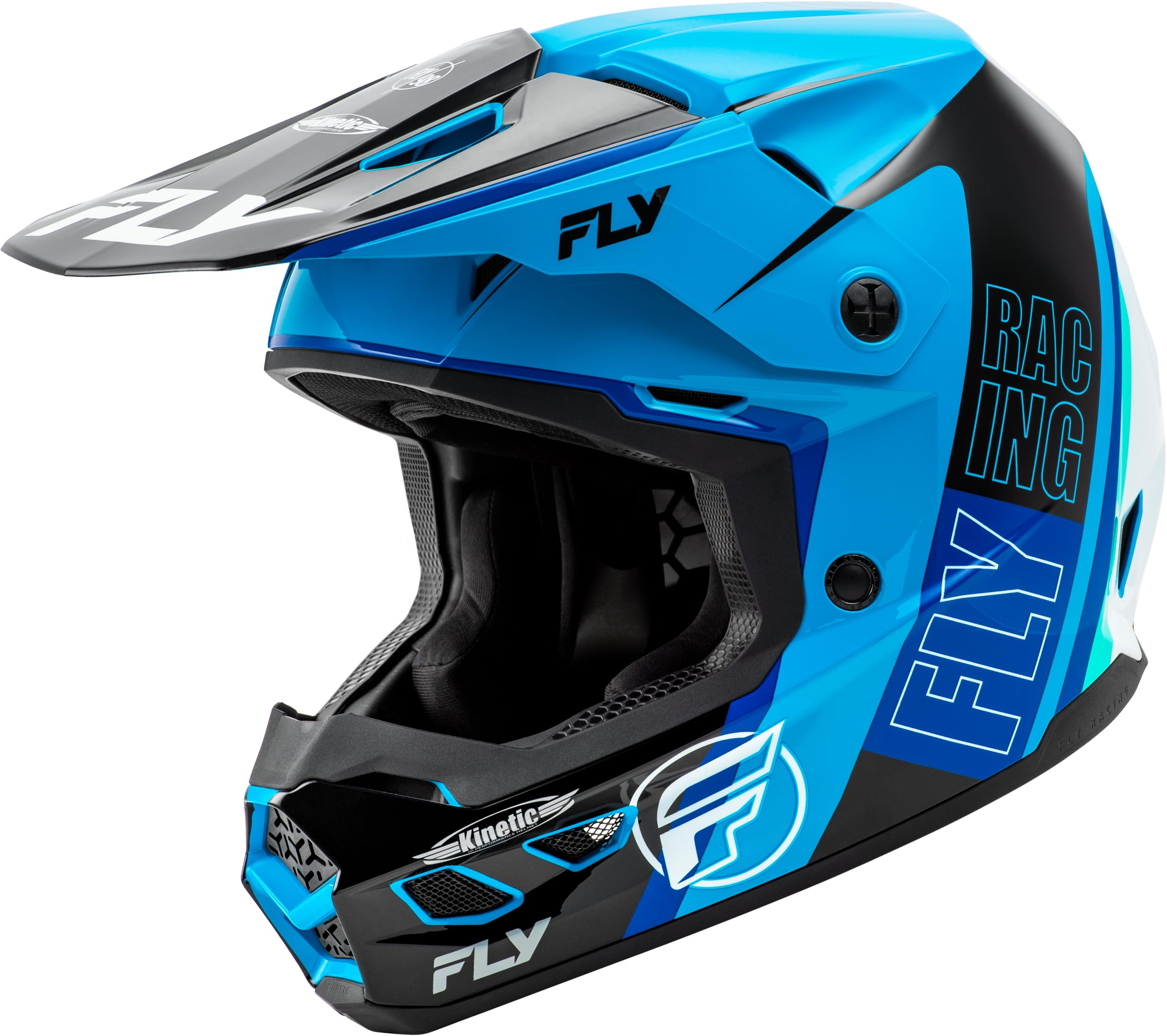 کلاه آفرود شکاری بزرگسالان Fly Racing Adult Kinetic Rally (آبی/سیاه/سفید، ایکس-لارج) XL آبی/سیاه/سفید