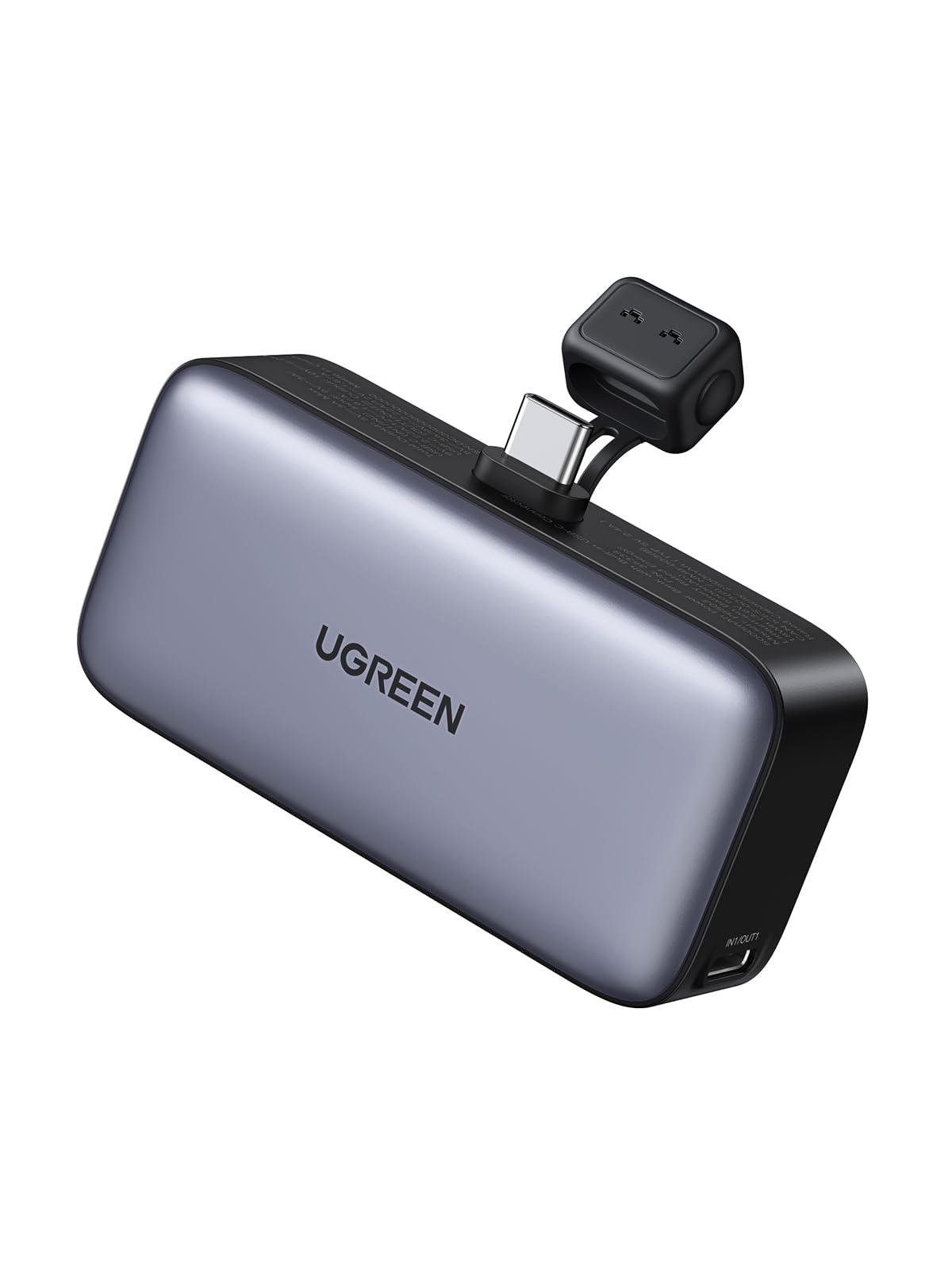 مینی شارژر قدرتمند یوگرین برای آیفون با استند قابل تاشو دارای کانکتور USB-C مدل 5,000 میلی آمپر، باتری 22.5 وات، دو پورت شارژ برای آیفون سری 16/15، آیپد، سامسونگ گلکسی S25/S24، پیکسل 9