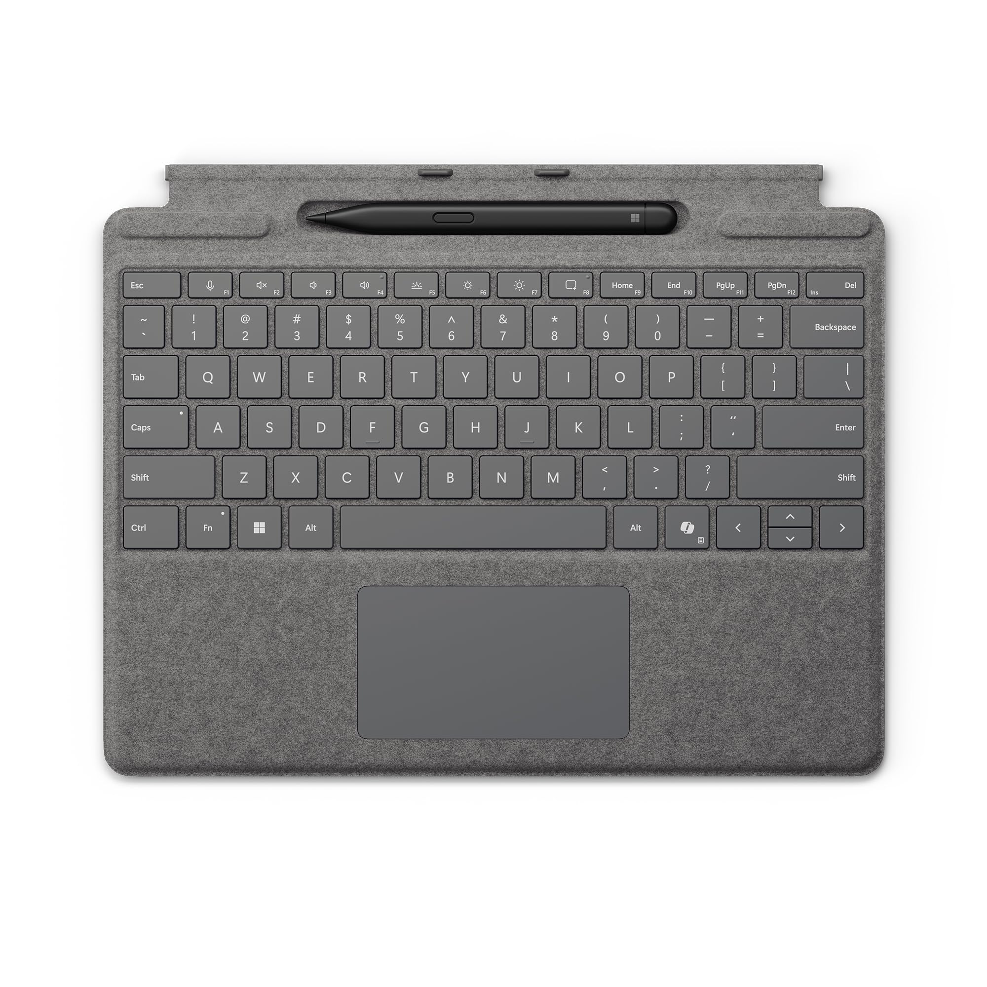 کیبورد Microsoft Surface Pro همراه با باندل Slim Pen 2 برای Copilot+ (نسخه 11)، مناسب برای 9 و 8، با جنس Alcantara، رنگ پلاتینی، باندل کیبورد و خودکار بدون اتصال بلوتوث رنگ پلاتینی