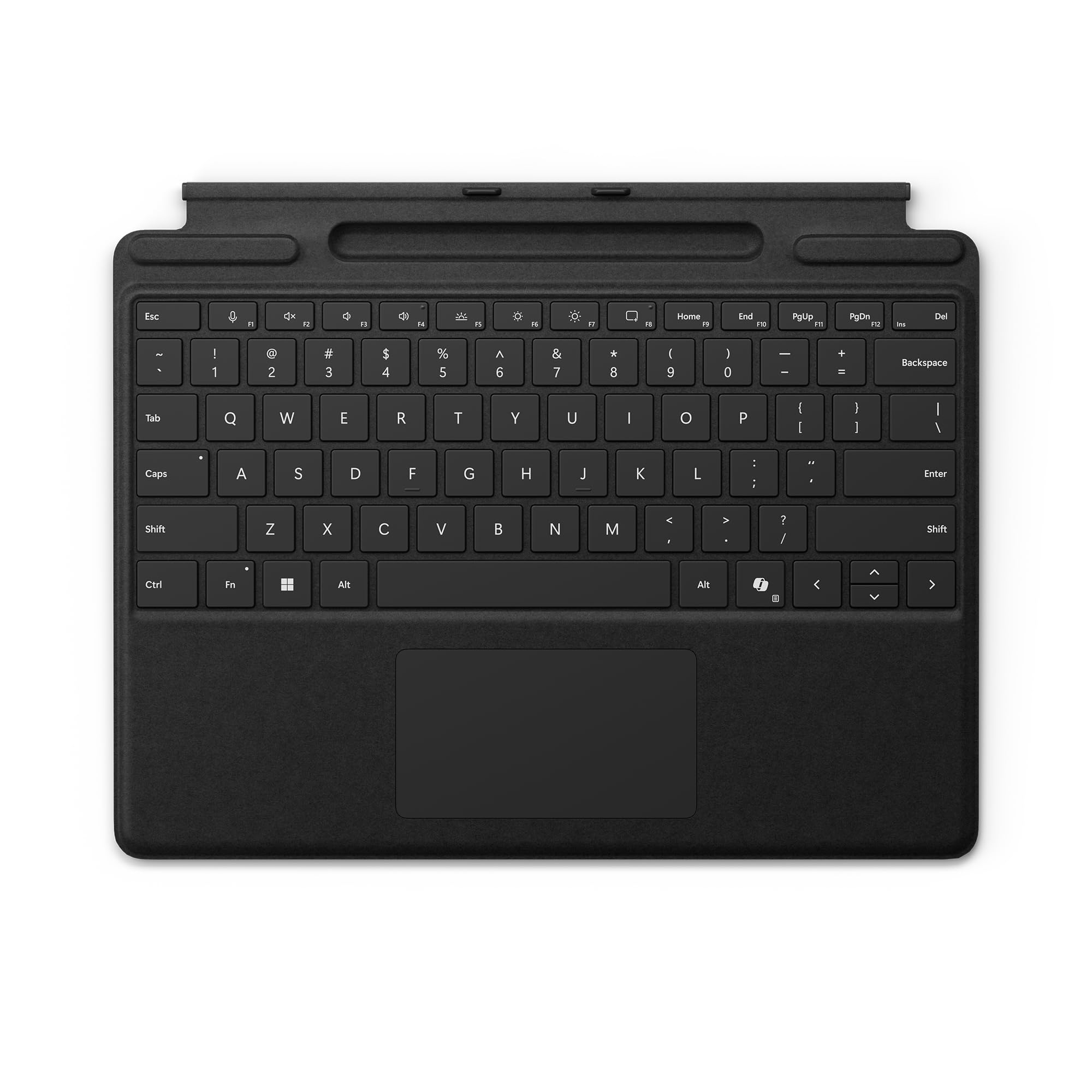 کیبورد مایکروسافت Surface Pro برای Surface Pro 9 و 8 با فضای نگهداری پن، جنس آلکانتارا، رنگ سیاه
