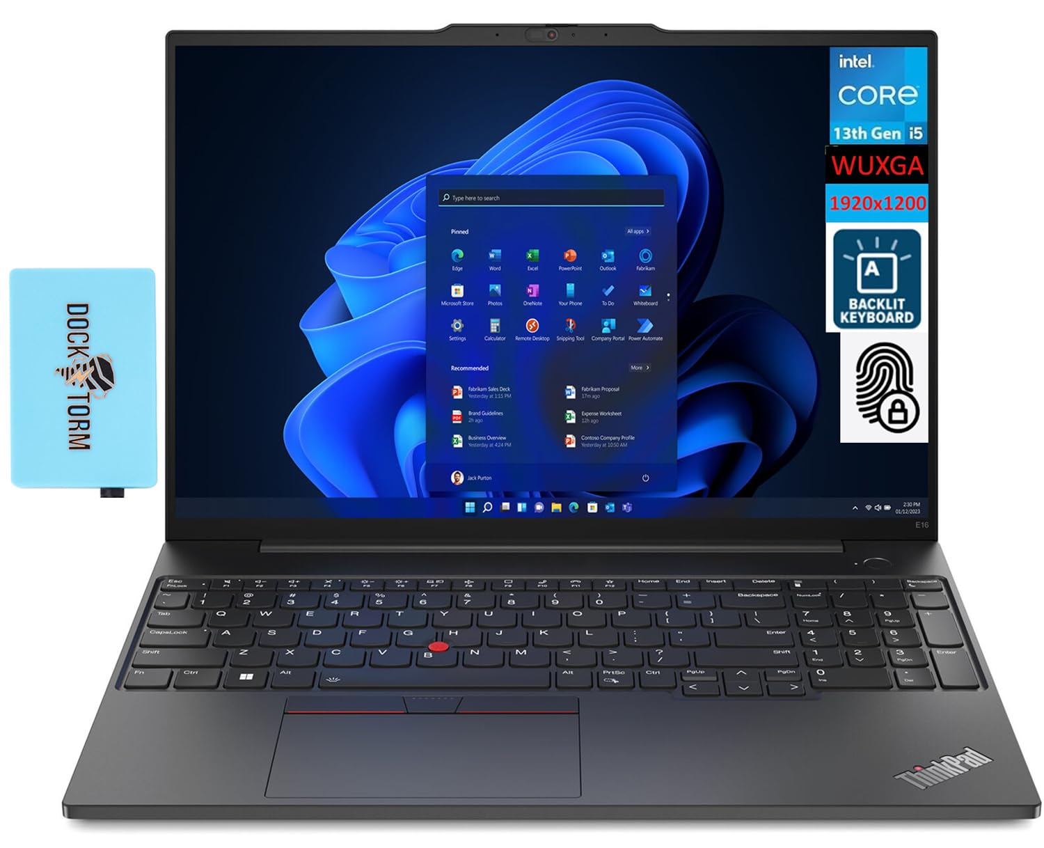 لپ تاپ تجاری لنوو ThinkPad E16 نسل 1 با صفحه نمایش 16.0 اینچ IPS WUXGA (اینتل i5-1335U 10 هسته ای، 24GB RAM، 512GB PCIe SSD، صفحه کلید با نور پس زمینه، اثر انگشت، Thunderbolt 4، WiFi 6، ویندوز 11 Pro (ارتقا یافته))