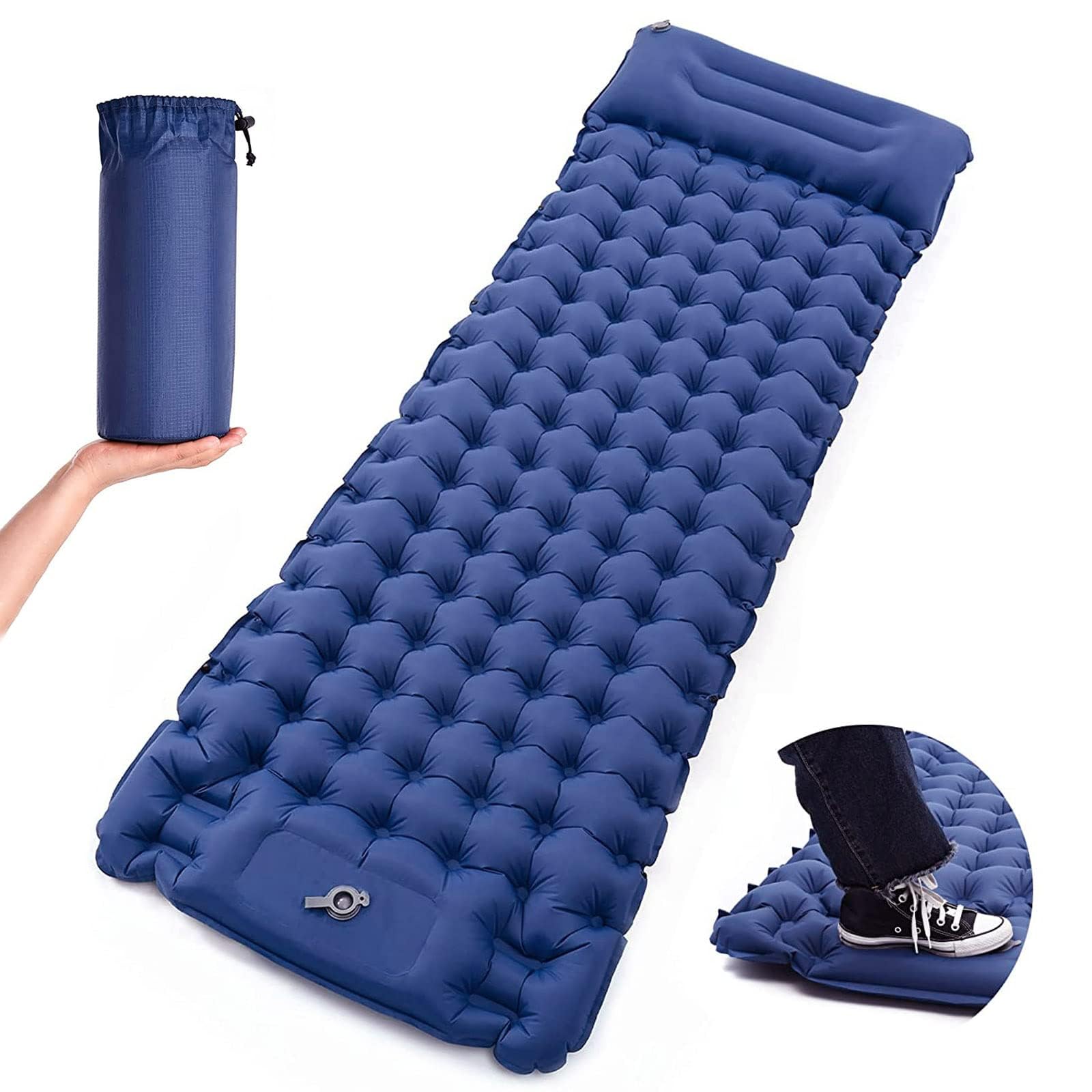Ponicozy Extra Thickness 3.9'' Sleeping Pad with Pillow Ultralight Inflatable Sleeping Pad for Camping, Built-in Pump, 78.7''X27.6'' Sleeping Mat with Carry Bag, Ultralight & Compact Mattress
سرانه نازل پونیکوزی ۳.۹ اینچی با بالشت، فرش خواب هوایی فوق‌سبک برای کمپینگ، پمپ داخلی، فرش خواب ۷۸.۷ اینچ × ۲۷.۶ اینچ با کیس حمل، مادرس فوق سبک و جمع و جور