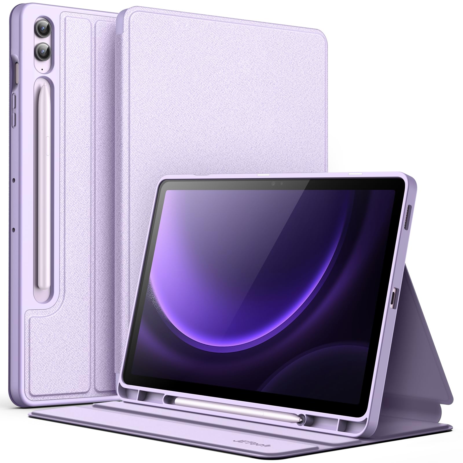 کاور JETech برای Samsung Galaxy Tab S9 FE+ / S9 FE Plus 12.4 اینچ با نگهدارنده S Pen، کاور نازک فولیو ایستاده محافظ قابل حمل، مشاهده چند زاویه‌ای (لاوندر)