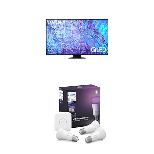 تلویزیون سامسونگ 65 اینچ QLED با پردازنده کوانتوم نورونی 4K هاب Quantum HDR10+ - مدل QA65Q80CAUXZN (مدل 2023) همراه با لامپ هوشمند فیلیپس هیو Ambiance LED - کیت شروع (3 لامپ و پل Bridge)