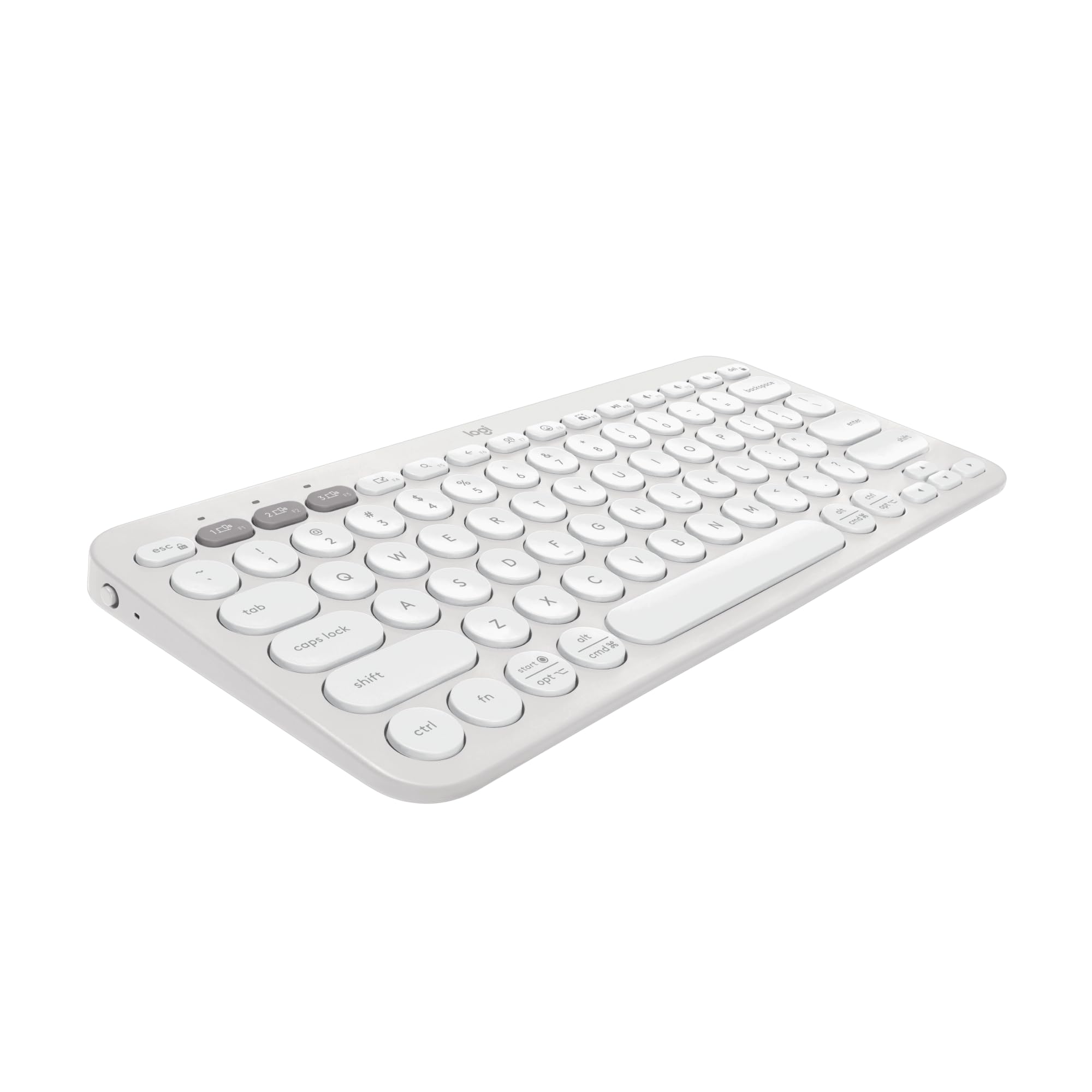 کیبورد بی‌سیم Bluetooth چند دستگاهه Logitech Pebble Keys 2 K380s با میانبرهای قابل تنظیم، نازک و قابل حمل، قابلیت تغییر آسان بین ویندوز، macOS، iPadOS، اندروید، Chrome OS - رنگ سفید تونال