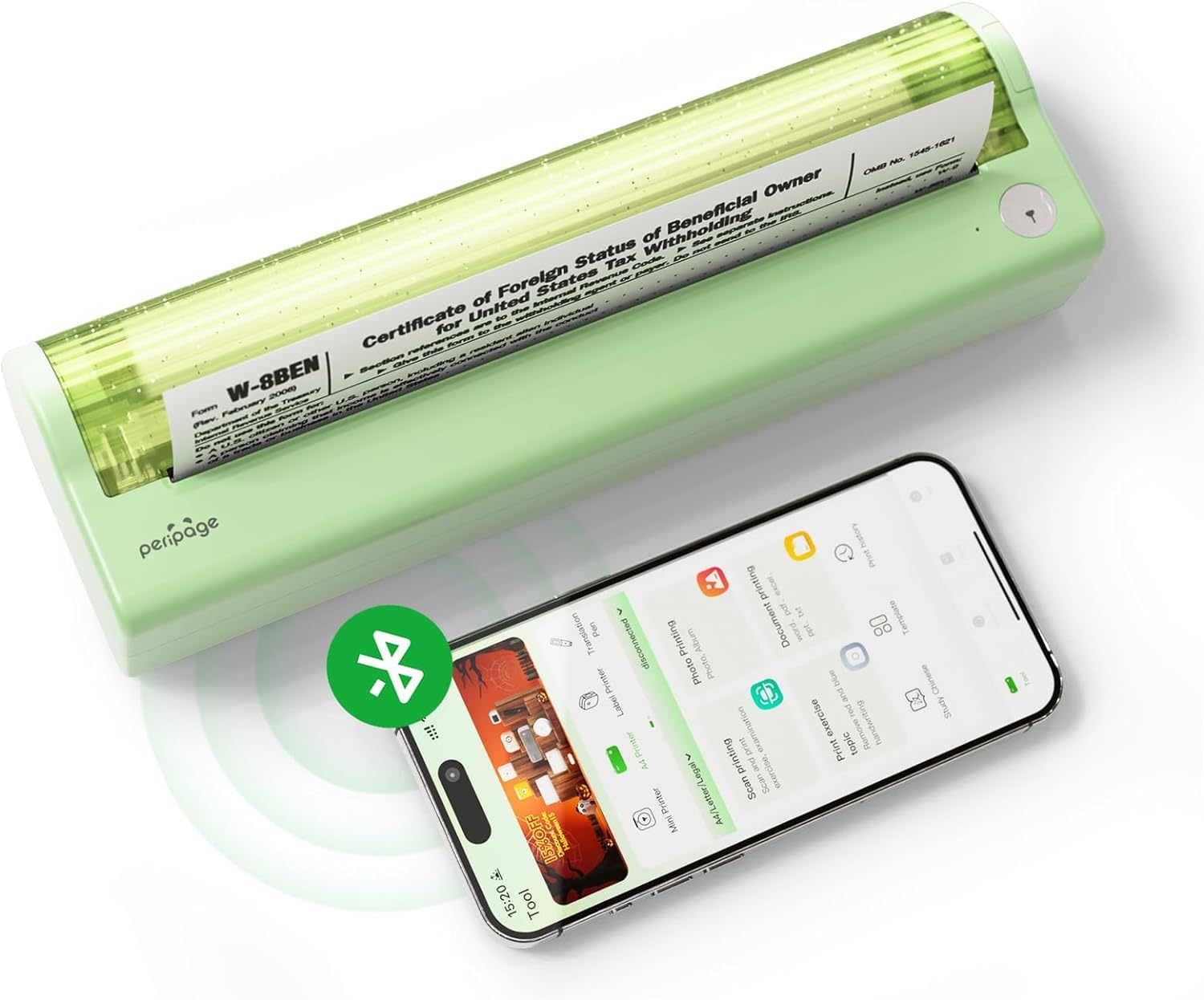 چاپگر حرارتی قابل حمل P80 A4 Mini ، چاپگر بلوتوث بی‌سیم ، سازگار با تلفن همراه و لپ‌تاپ ، پشتیبانی از کاغذ حرارتی A4 8.26 "x11.69" ، چاپگر سبز Impresora Portátil برای خودرو و دفتر