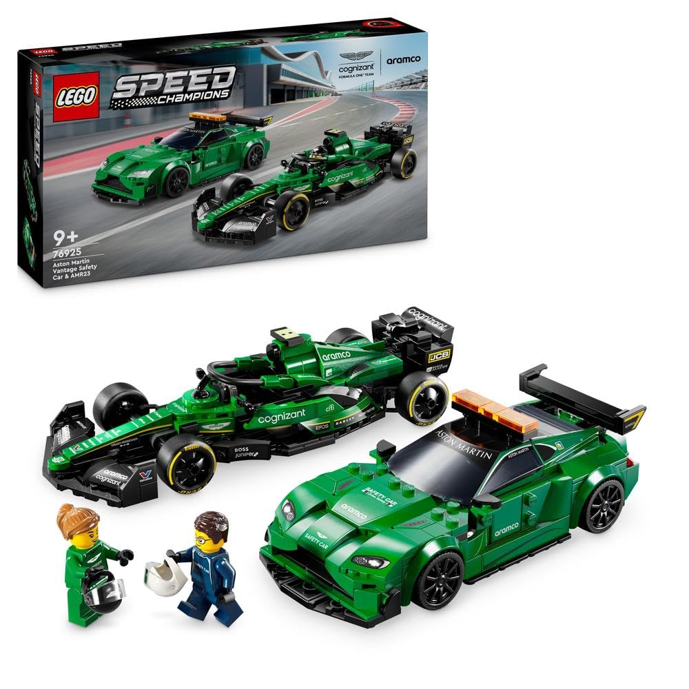 مجموعه اسباب بازی LEGO Speed Champions Aston Martin Safety Car & AMR23، اسباب بازی دو مدل وسایل نقلیه، بازی ساخت و ساز برای کودکان، همراه با 2 فیگور اصغر، هدیه مناسب برای پسران و دختران 9 سال به بالا 76925