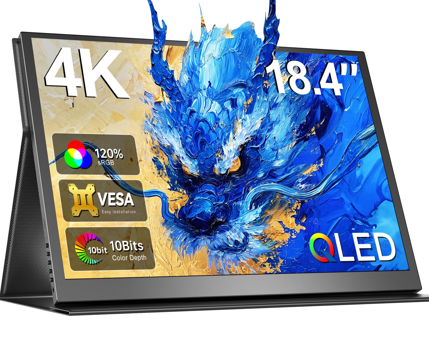 مانیتور قابل حمل Newsoul 4K ، صفحه نمایش لپ تاپ UHD 18.4 اینچ 3840 * 2160 با 100٪ sRGB و حالت HDR و FreeSync و مراقبت از چشم برای گسترش صفحه نمایش وصل شدنی VESA & Cover ، دست دوم خارجی برای تلفن PS4/5 Switch Xbox با کنسول بازی 18.4 اینچ 4K با فرکانس 60Hz