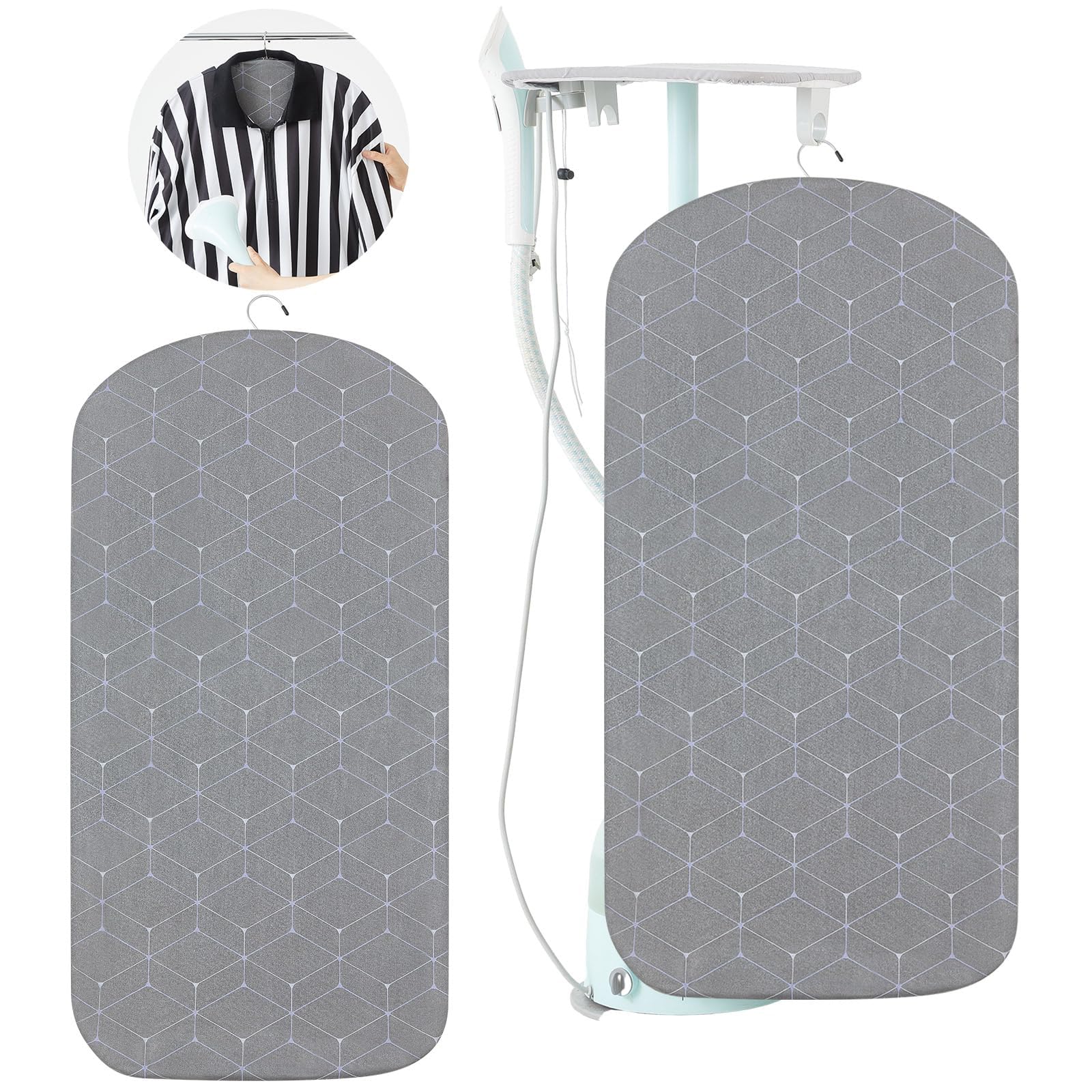 Excefore Garment Steamer Hanging Ironing Board, Standing Handheld Garment Steamer, Dust Bag Clothes Steamer, Laundry Clothes Hanging Standing Handheld Accessory, Anti-steam Pad, Grey
