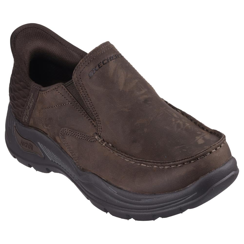 کفش مردانه Skechers USA مدل Arch Fit Motley‑Milo Moccasin، سایز 50 EU، عرض X‑Wide (خیلی پهن)، رنگ کاکائویی (Cocoa)