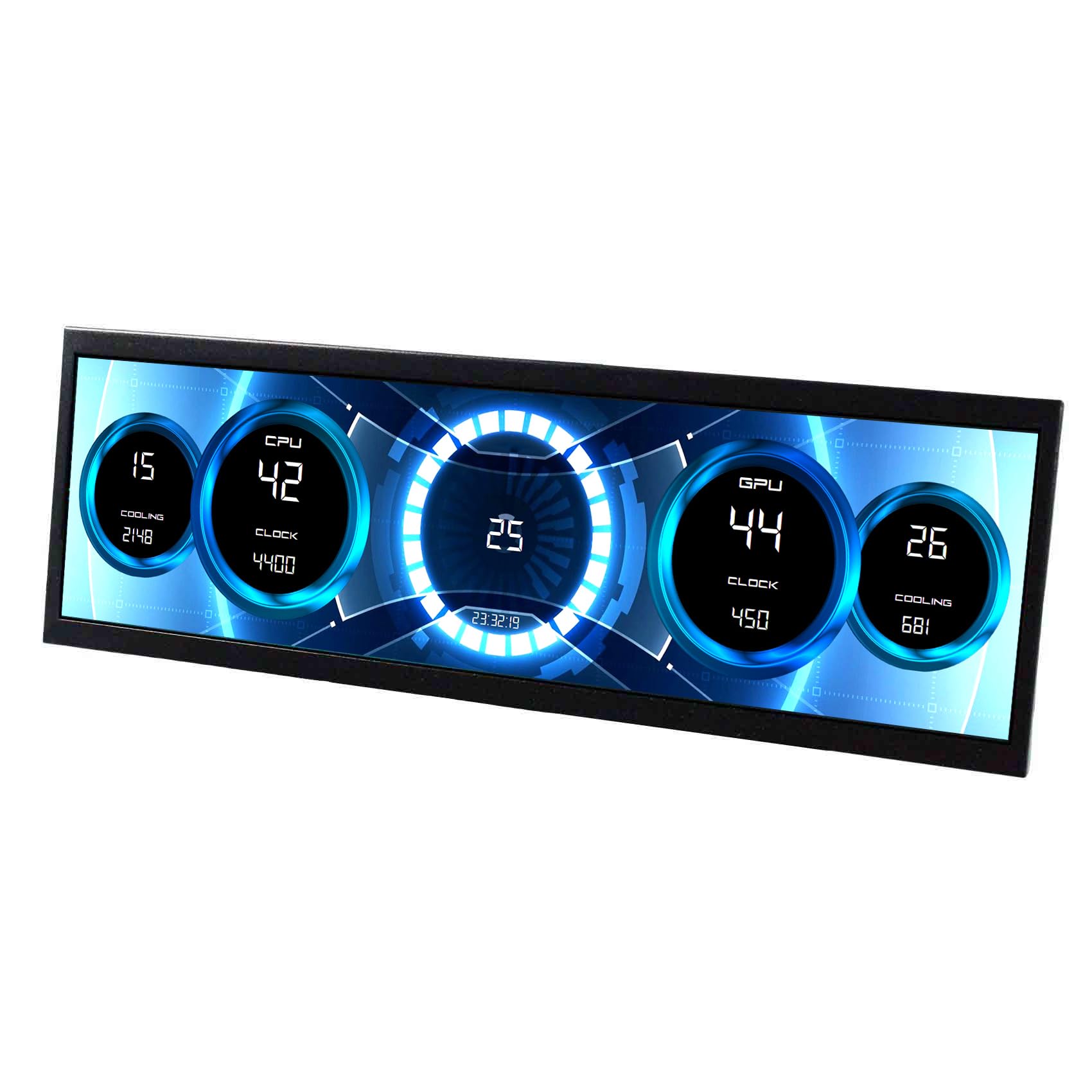 صفحه نمایش LCD IPS VSDISPLAY 14.5 اینچی با رزولوشن 2560x720 و نسبت عرض به ارتفاع 2K برای نمایشگر نواری کامپیوتر PC Case GPU CPU صفحه نمایش دوم، پشتیبانی از ورودی ویدیوی USB-C، رنگ مشکی