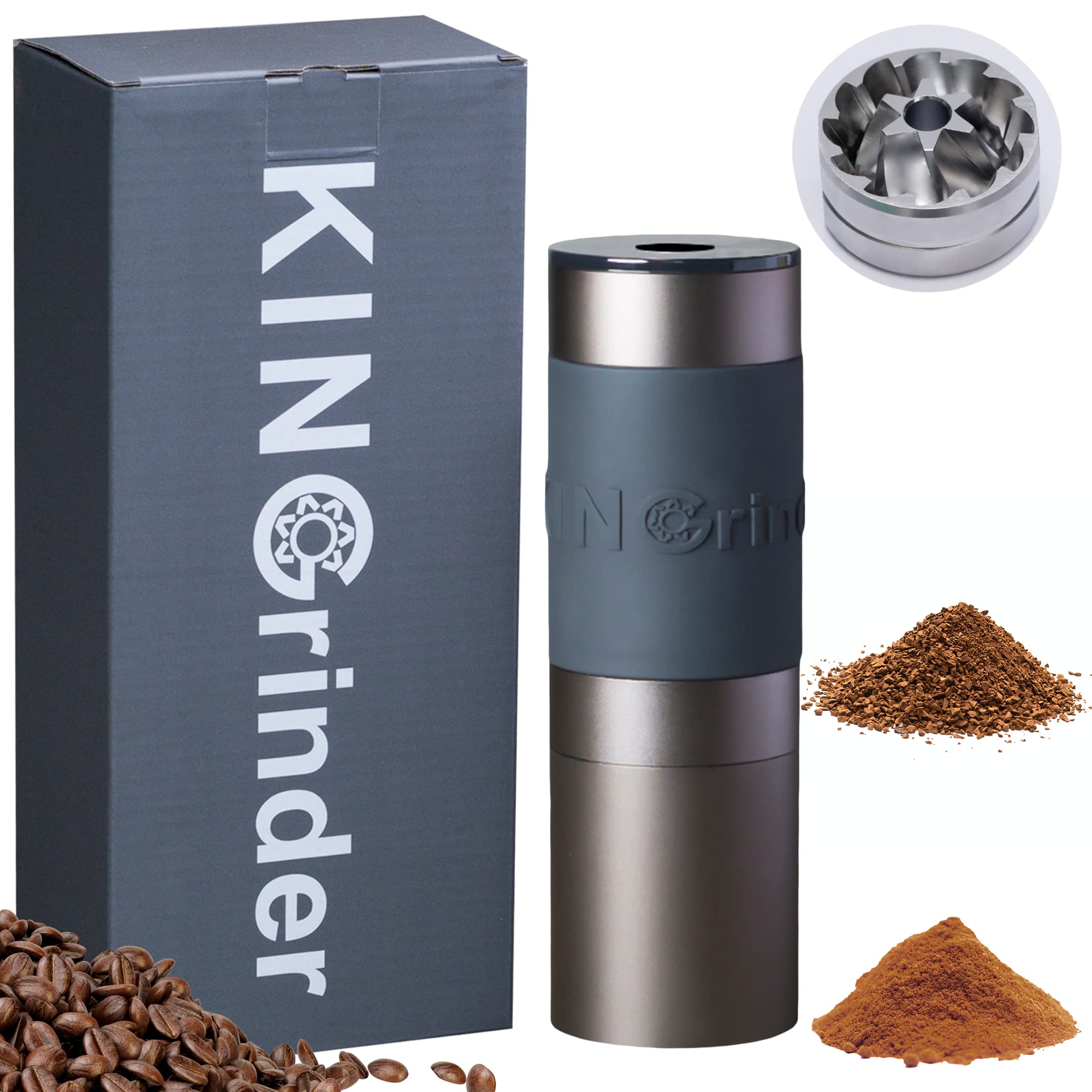 【آهن خاکستری】آسیاب دستی قهوه KINGrinder K1 با دسته خمیده 140 سطح آسیاب قابل تنظیم برای اسپرسو، فرانسه، چکاننده، ظرفیت 25 گرم.
