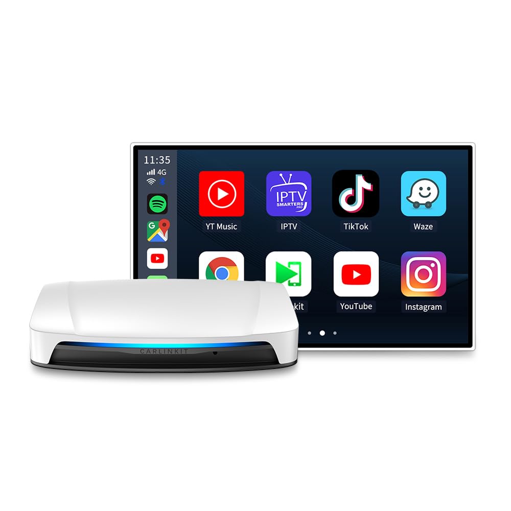کارلینکیت تاپ-تیر آندروید AI باکس، حالت سینمای HDMI، توسط کوالکام 6225 با 8+128 گیگابایت، کارت SIM/TF، پلی استور گوگل داخلی، فقط با خودروهایی که دارای کارپلی/اندروید اتو از نوع سیم وارداتی هستند کار می‌کند از اندروید 13.0 8 گیگابایت+128 گیگابایت (HDMI)