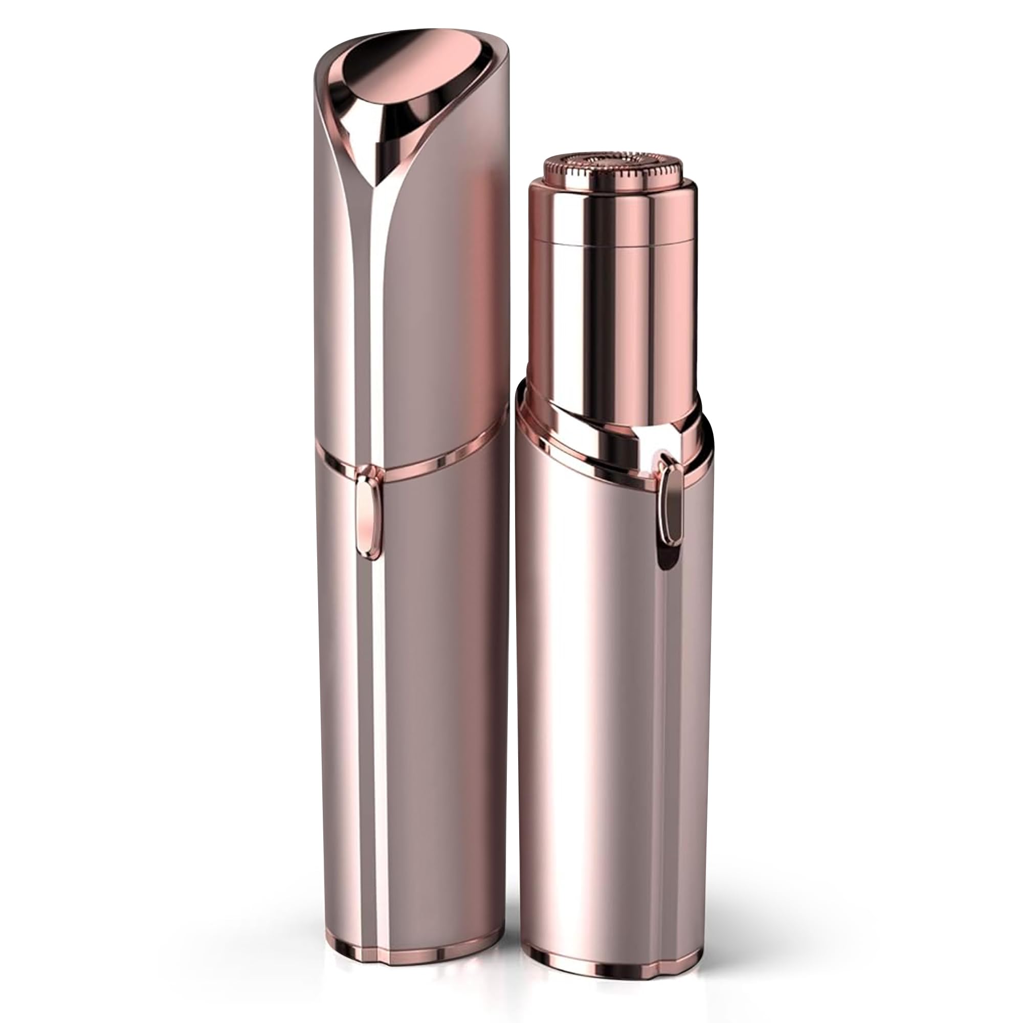 EVIEY Facial Hair Remover for Women - به عنوان یک دستگاه حذف مو برق برای لب های چهره و قطعات مو شفاف با نور رزگلد دیده شد.
