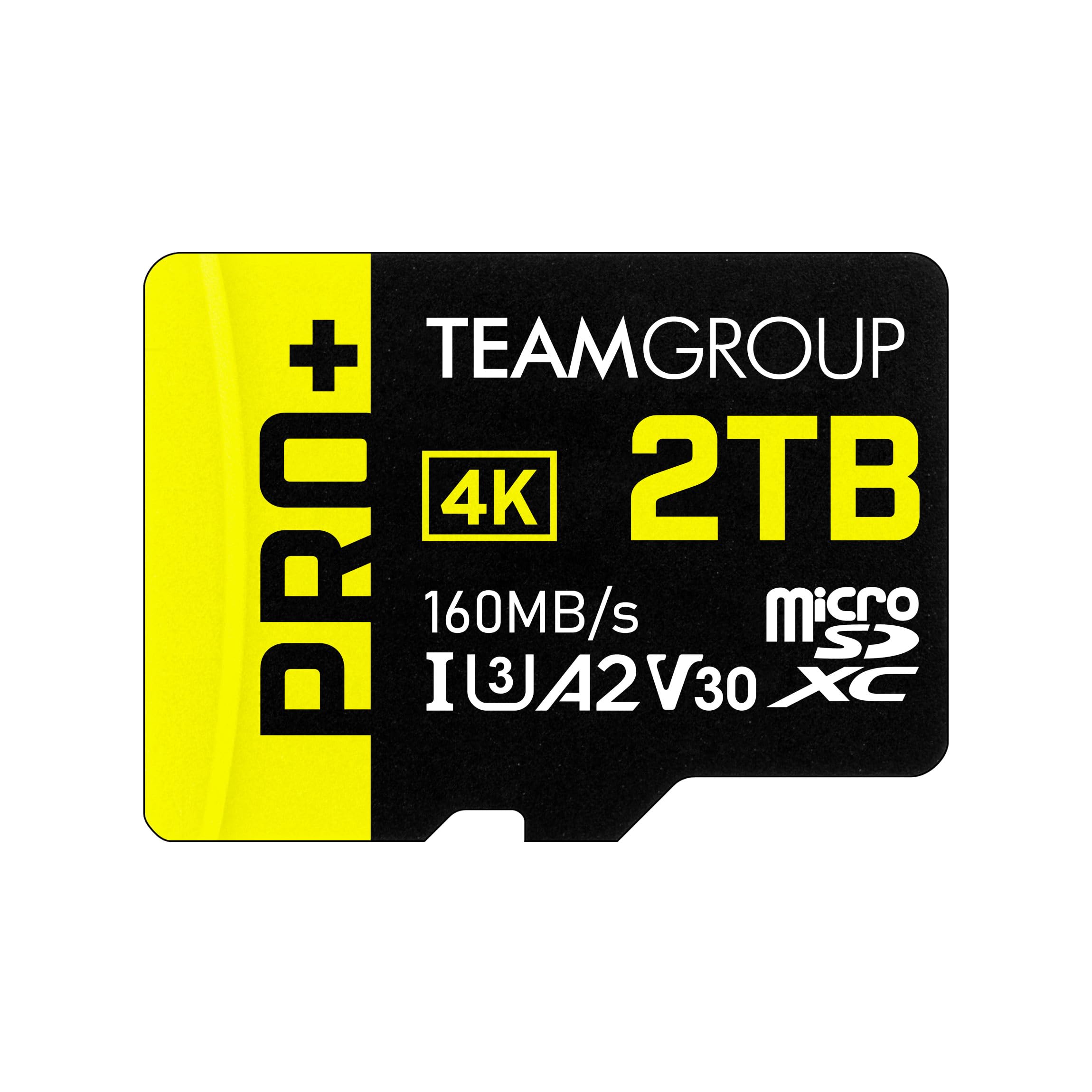 کارت حافظه TEAMGROUP A2 Pro Plus 2TB Micro SDXC UHS-I U3 A2 V30 با سرعت خواندن/نوشتن تا 160/110 مگابایت بر ثانیه برای نینتندو سوییچ، استیم دِک، دستگاه‌های بازی، تبلت‌ها، گوشی‌های هوشمند، فیلم‌برداری 4K با آداپتور TPPMSDX2TIA2V3003 2TB PRO PLUS A2 U3 V30