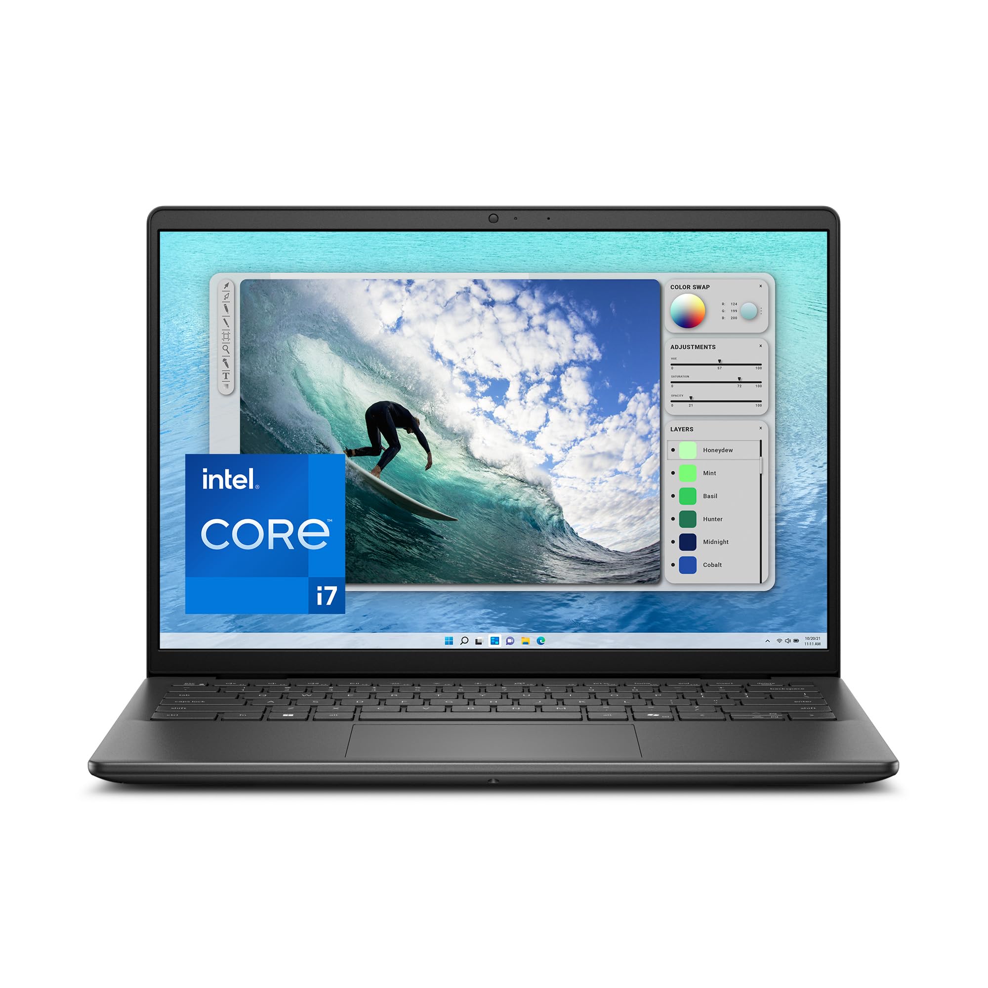 لپتاپ Dell Inspiron 5440 - صفحه نمایش 14.0 اینچی 16:10 FHD+ (1920 x 1200)، پردازنده Intel Core i7-1155U، حافظه RAM 16GB DDR5، 1TB SSD، گرافیک اینتل، ویندوز 11 Home، خدمات در محل - مشکی کربنی Core i7-1155U 16GB 14.0 FHD+ مشکی کربنی