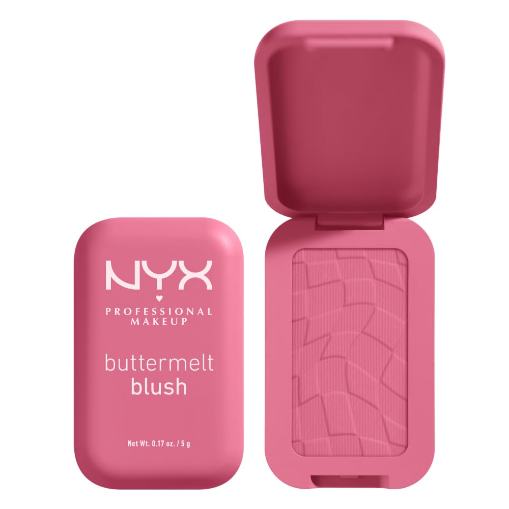 پودر رخ‌پوش NYX PROFESSIONAL MAKEUP Buttermelt Powder Blush، با پیگمنت قوی، رژ گیساور و ضد انتقال، تا ۱۲ ساعت ماندگاری، فرمول وگان - برای رنگ رخت