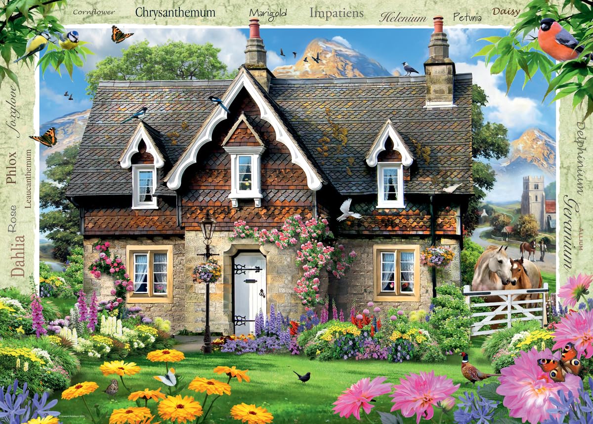 پازل 1000 تکه ای Ravensburger Country Cottage Collection No.15 Hillside Cottage برای بزرگسالان و کودکان بالای 12 سال طراحی جدید