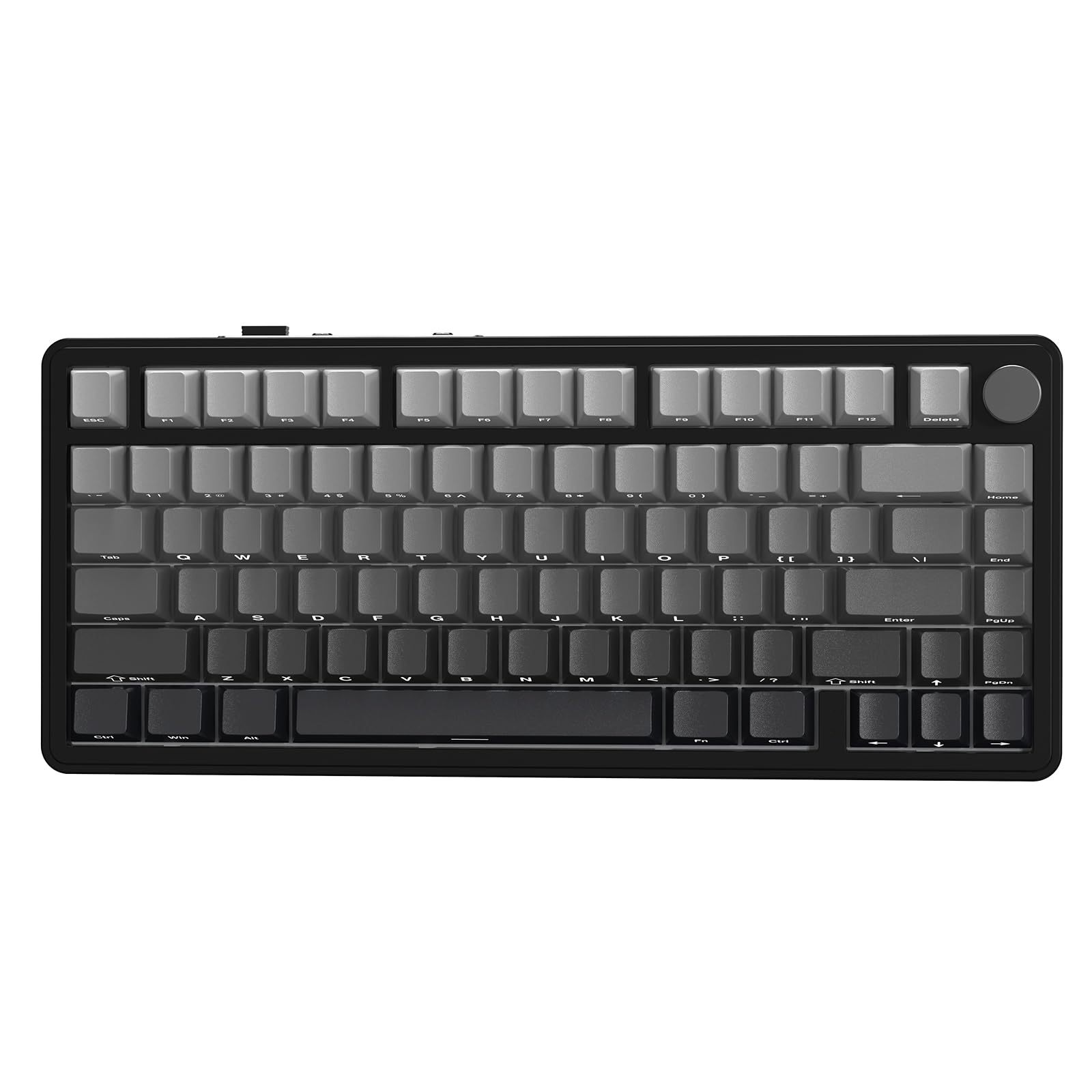 کیبورد مکانیکال ATTACK SHARK X85 با نوار گسکت، یک کیبورد بازی بی‌سیم 75% Tri-Mode (BT5.0/2.4G/USB-C) با دسته‌ی بلوتوث و پنج لایه پدینگ، RGB، با ظرفیت 5000mAh، تکنولوژی Hot-Swappable و کیک‌کپ‌های PBT دارای چاپ شده‌ی لایه‌ی کناری (مشکی)