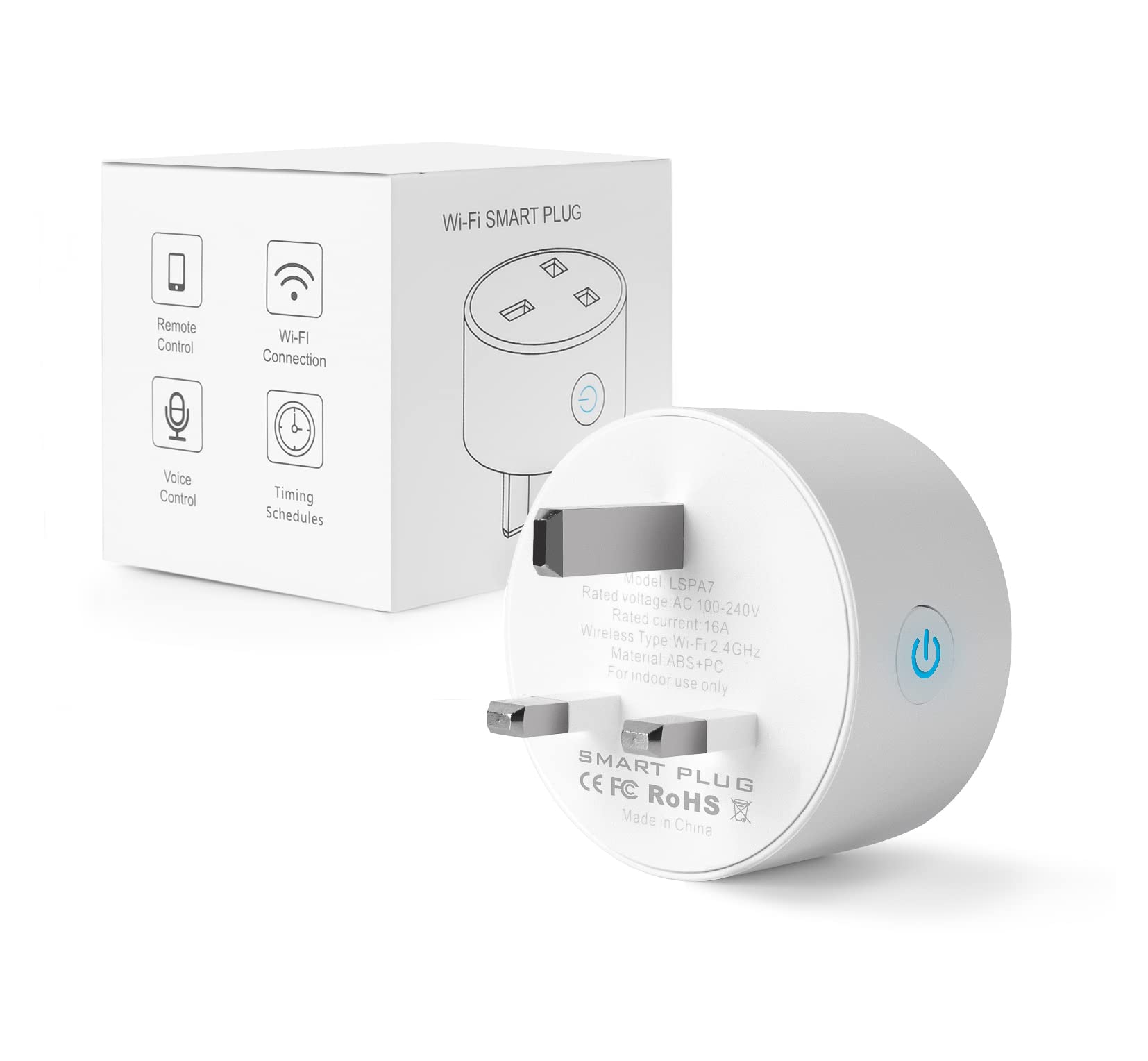 پریز هوشمند WiFi ، Eli-time 16A پریز هوشمند WLAN با مانیتورینگ انرژی ، پریز WiFi 2.4 گیگاهرتزی با کنترل از راه دور بی‌سیم از طریق اپلیکیشن Smart Life ، قابلیت کنترل از راه دور بی‌سیم ، سازگار با Alexa و GL Home (نیازی به هاب ندارد) (۱)